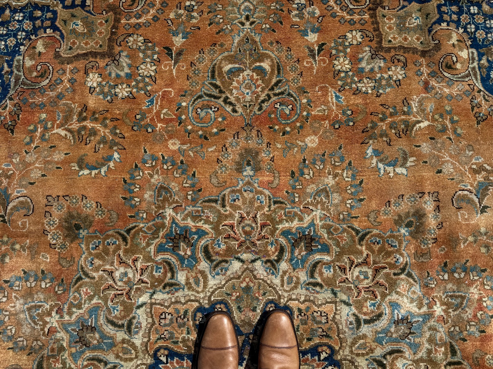 VINTAGE ORIENTAL RUG 10×13 handmade old ANTIQUE rust blue orange handwoven 9×12