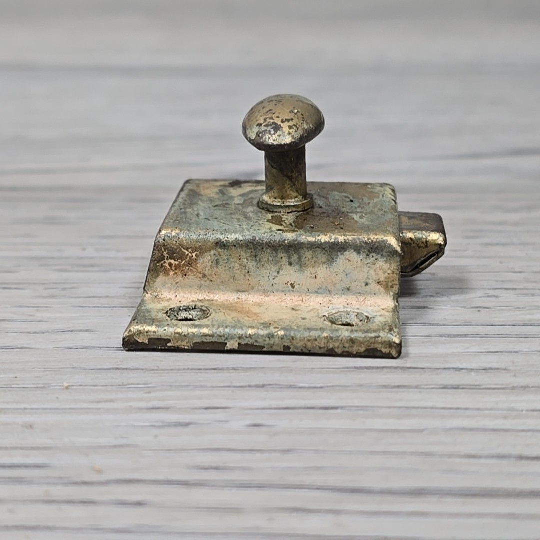 Antique Solid Brass Cabinet Latch T-Handle Spring Turn Cupboard Pantry Hardware