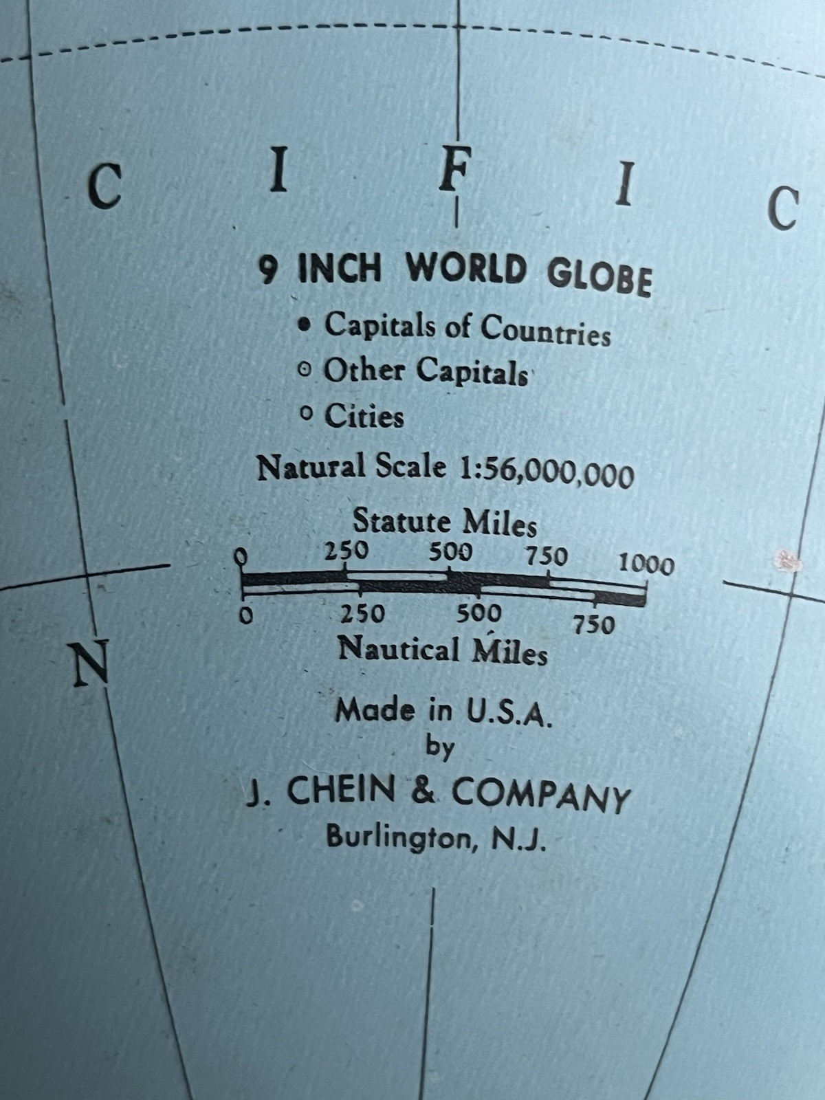 Vintage J Chein World Globe of the United Nations In Original Box