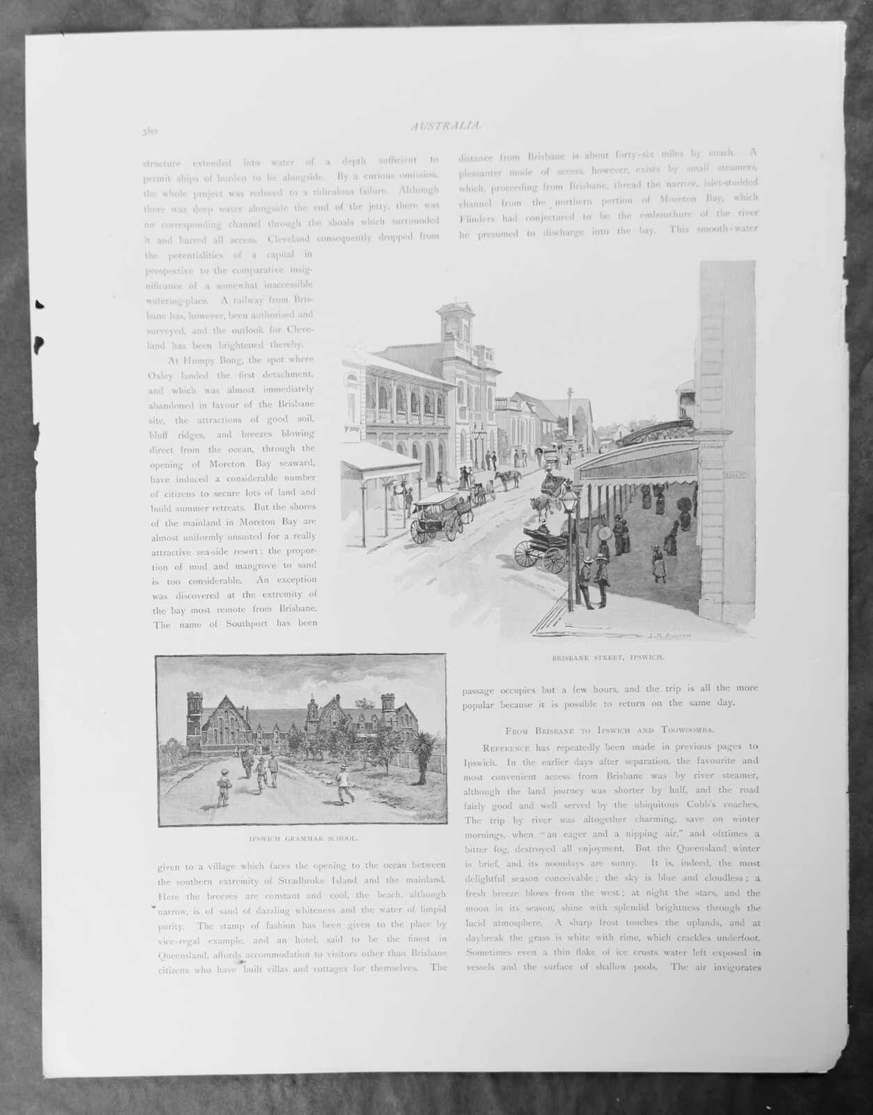 1886 Atlas of Australasia Antique Print Views of Ipswich, Queensland Australia