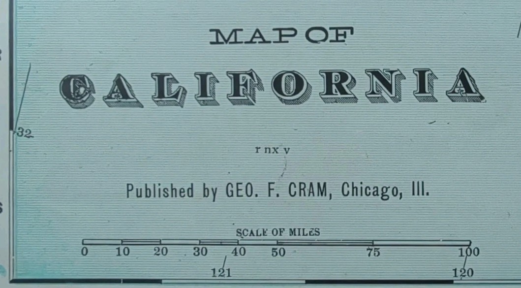 Vintage 1906 CALIFORNIA Map 22″x14″ ~ Old Antique Original SAN FRANCISCO EUREKA