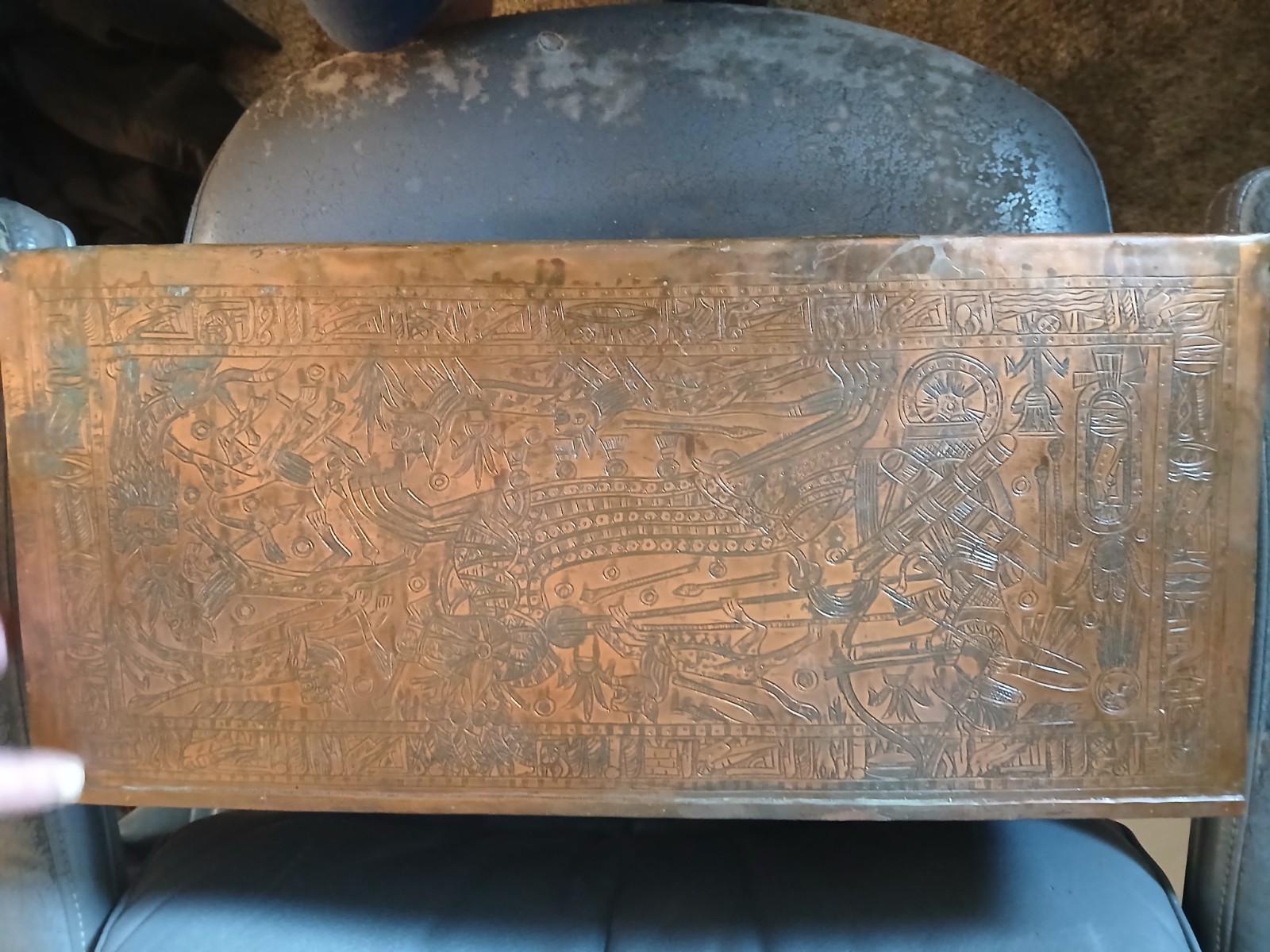 antique Egyptian Revival Copper box.