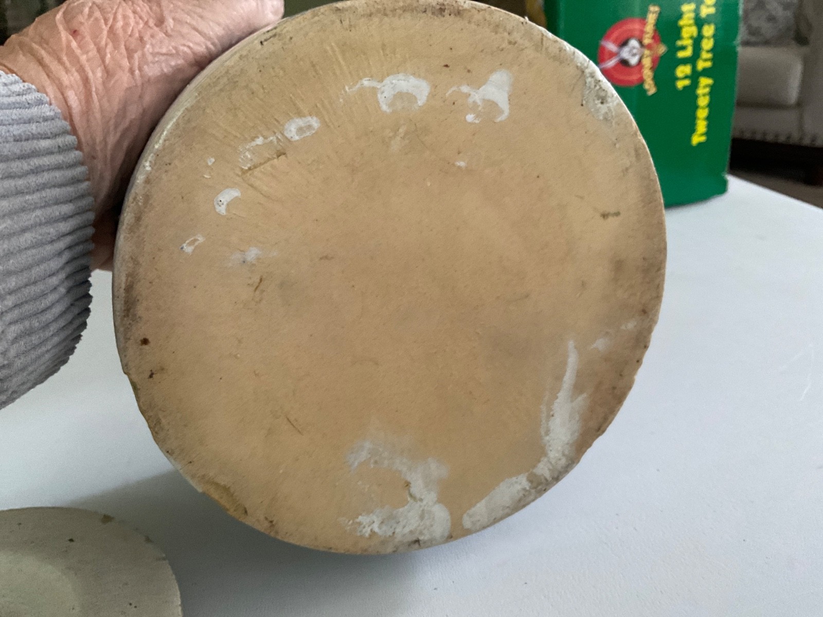 Late 19th Century Butter Crock with Blue Lettering and Lid 3.5” X 5.5”