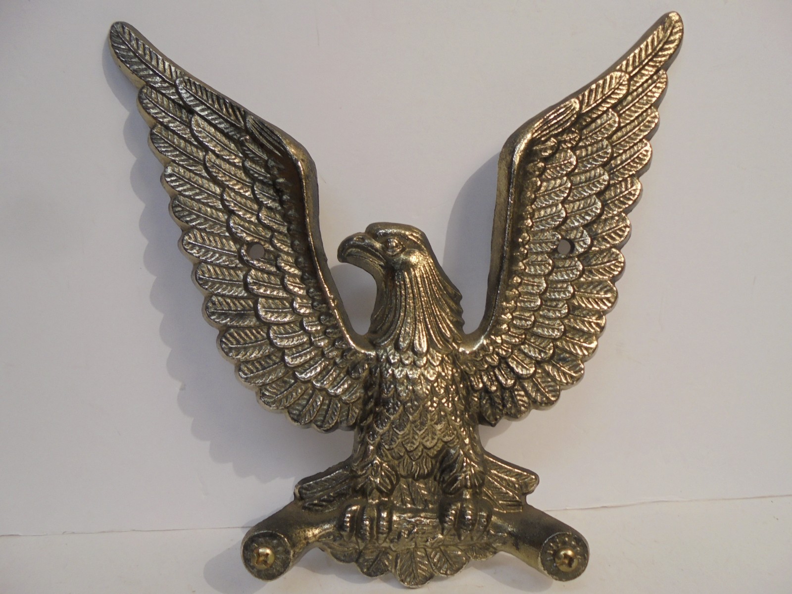 Vintage Gold Metal Cast American Bald Eagle Wall Hanging Inside or Outside Japan