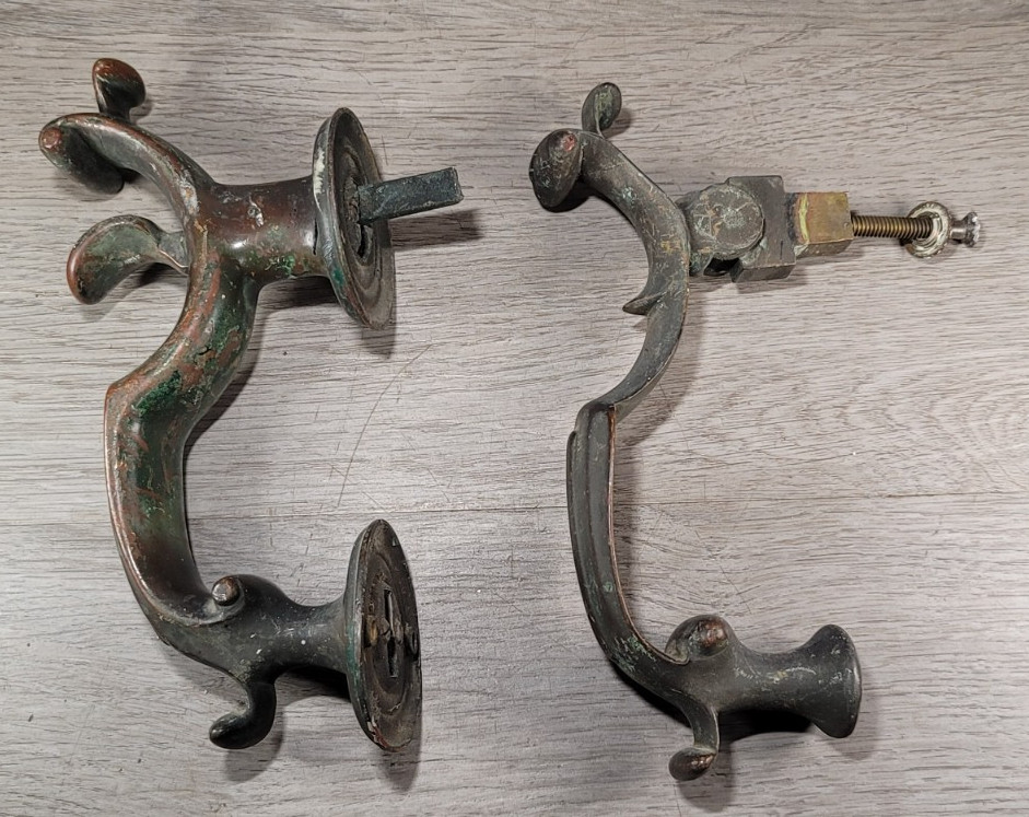 Entry Thumb Latch Exterior Door Pull 8″ With Knocker Mid Century Heavy Bronze