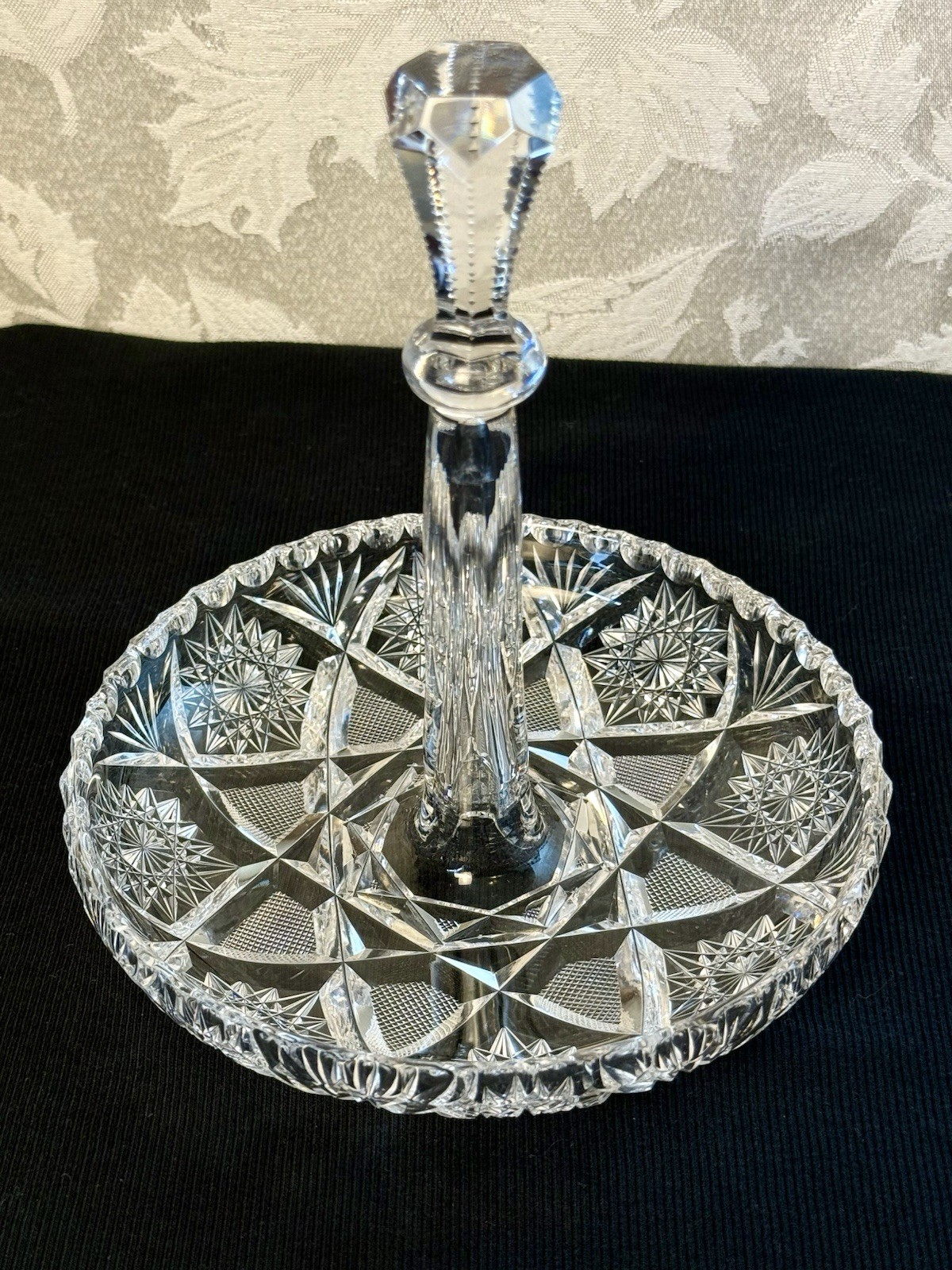 Rare 7” Signed Libbey American Brilliant Period Cut Glass Stick Dish