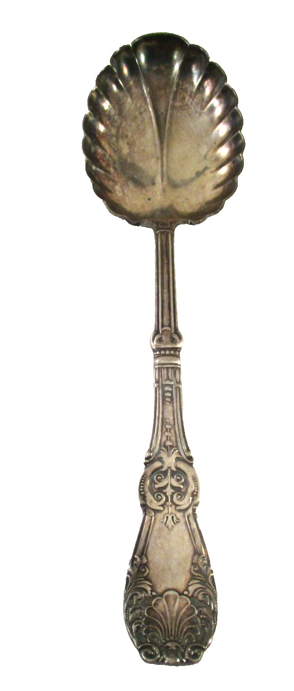 Vintage ROGERS 1890 TUXEDO PATTERN SCALLOPED SERVING SPOON 8-1/2″
