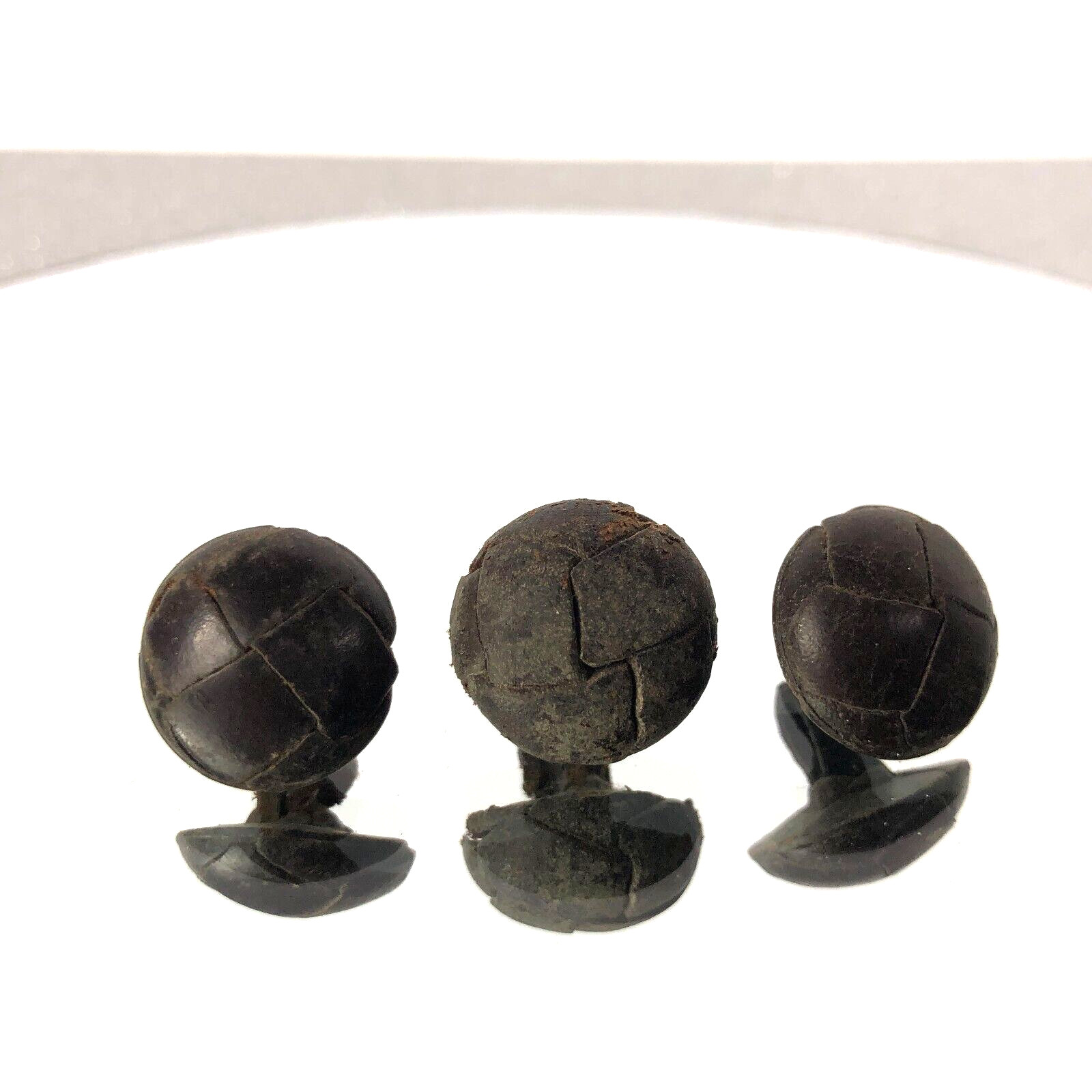 Real Leather Antique Vintage Button LOT of 3 .75″ Brown