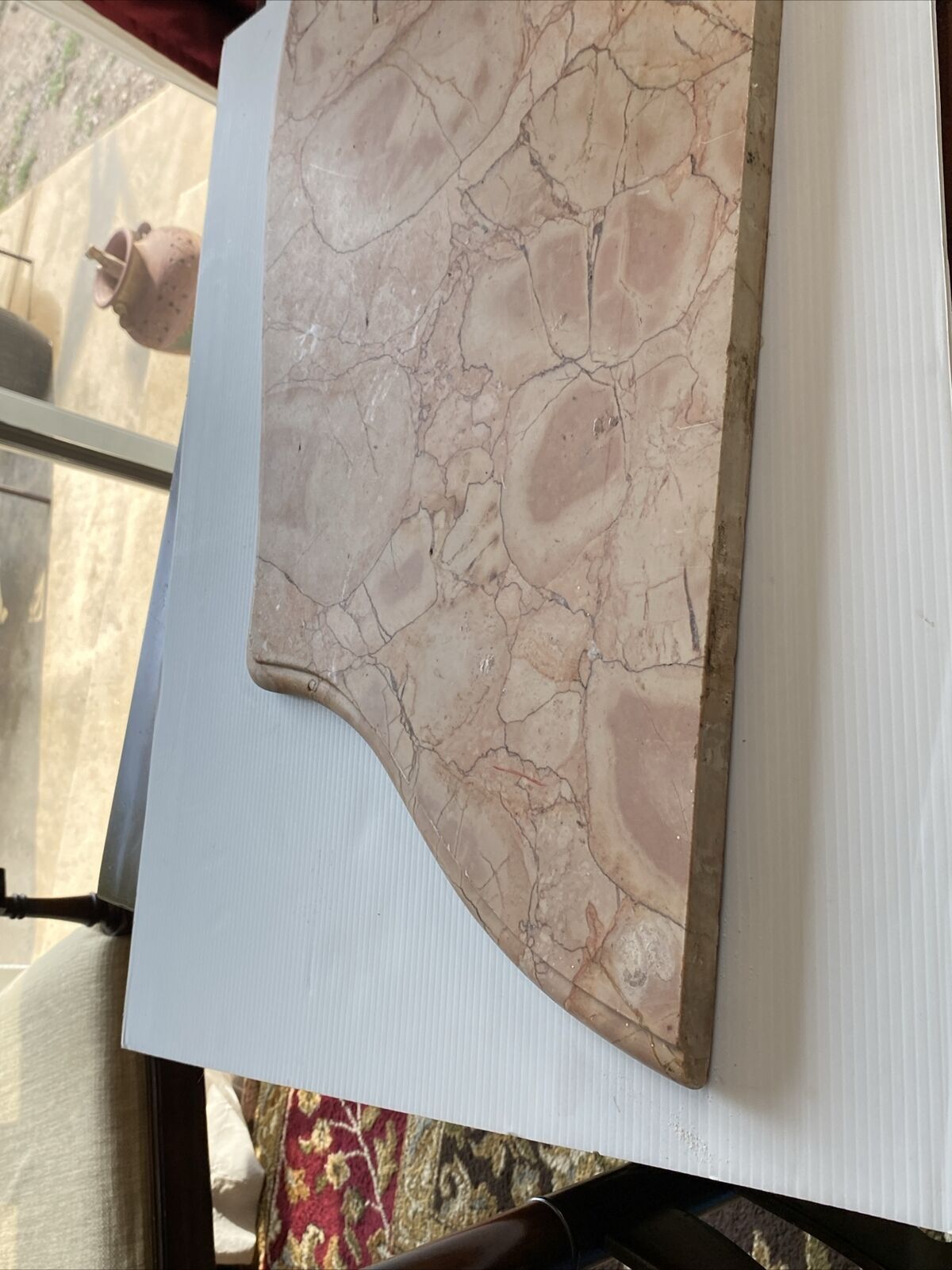Antique Large Rose Marble Stone Top for Table / Bar Salvaged Reconstruction