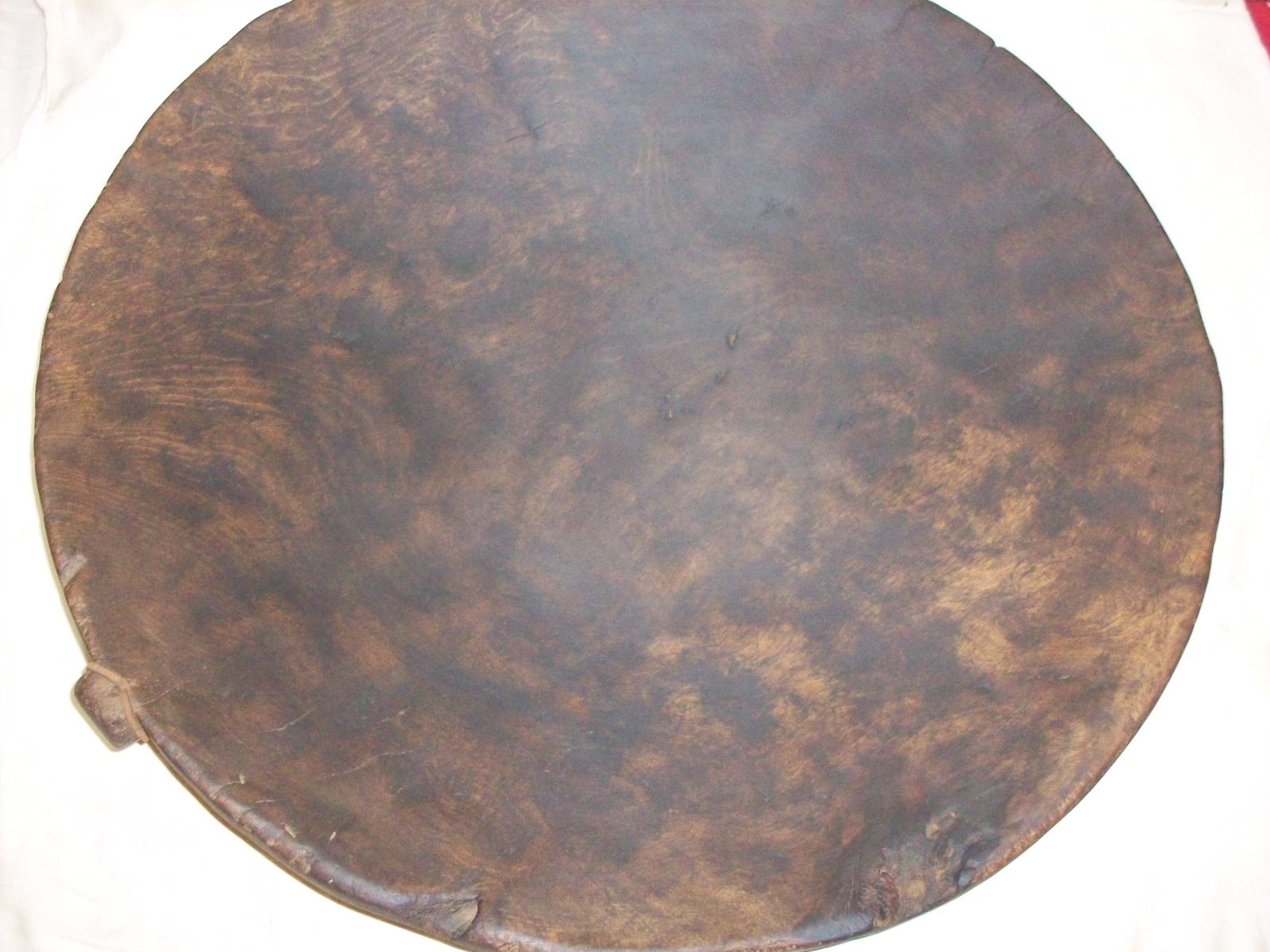 ANTIQUE PRIMATIVE HAND HEWN BURL WOOD VERY LARGE BOWL 25 1/2″ DIA.