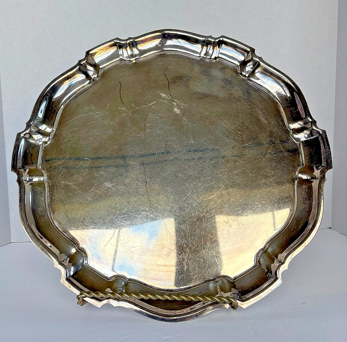 EPCA by Poole Silver Co Silver Plate Tray 8042 Scalloped Chippendale 13.75″