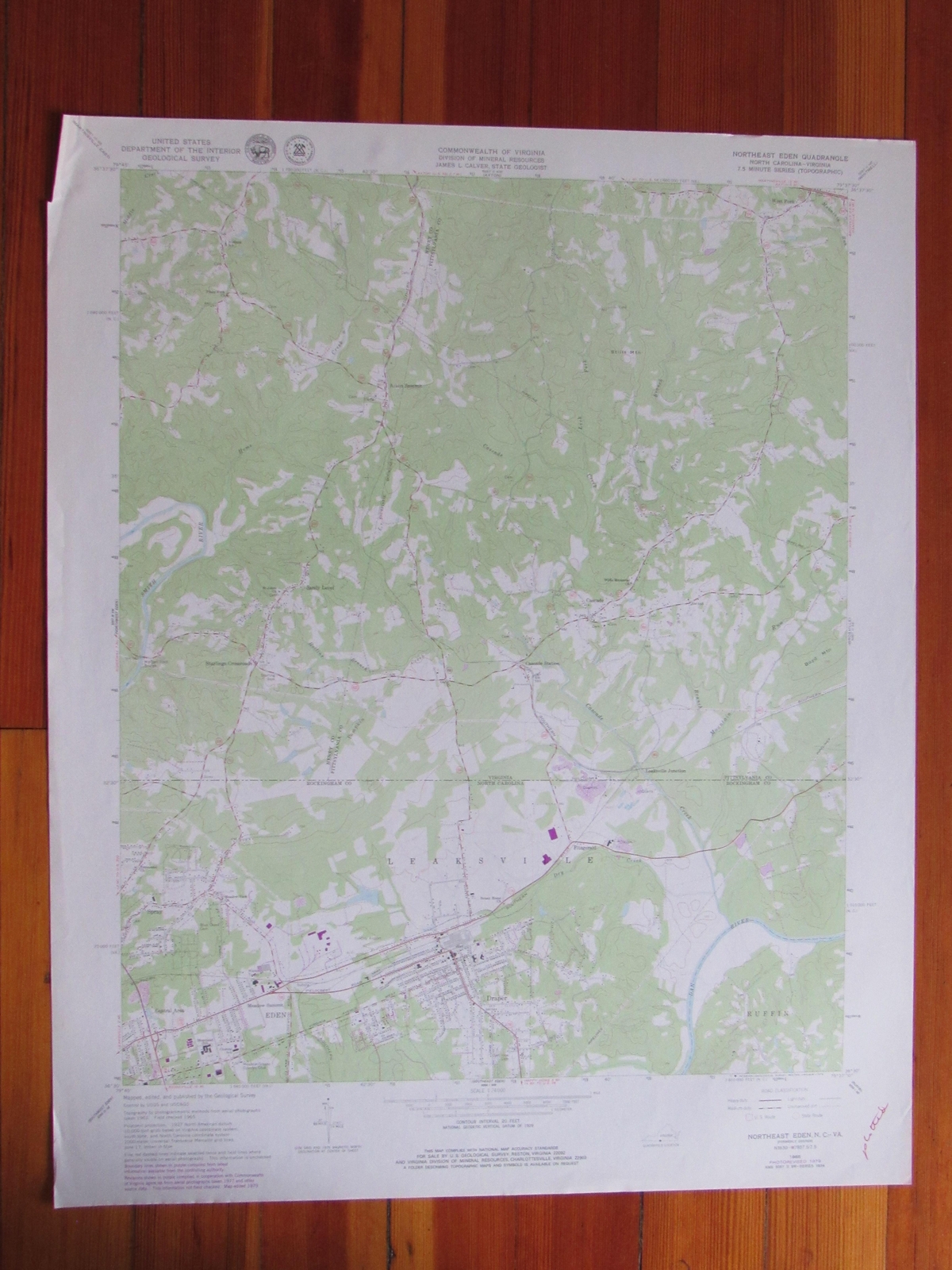Northeast Eden North Carolina 1979 Original Vintage USGS Topo Map