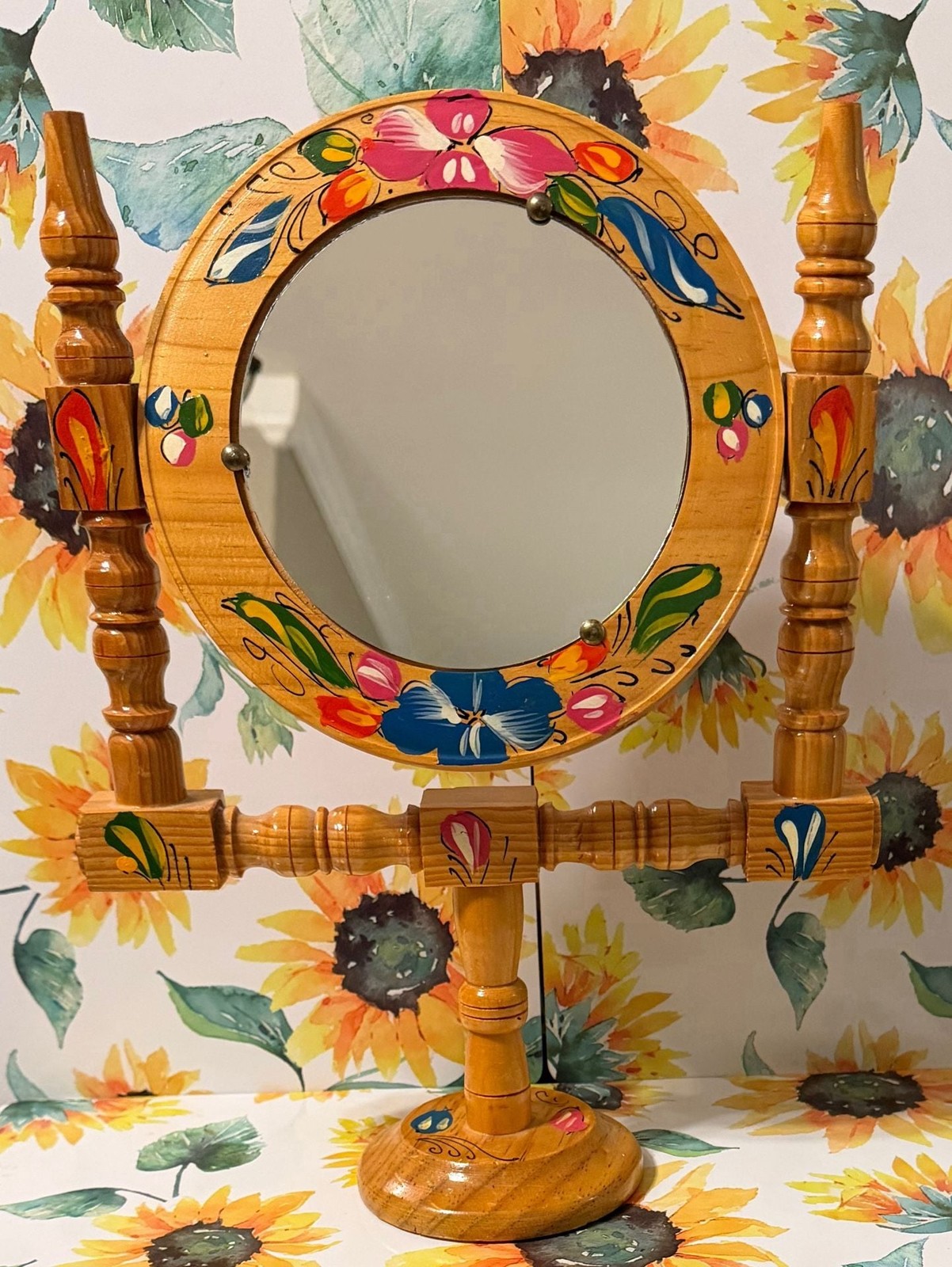 Vintage Painted Dresser Mirror Wood Frame BOHO Chic Retro Farmhouse Decor
