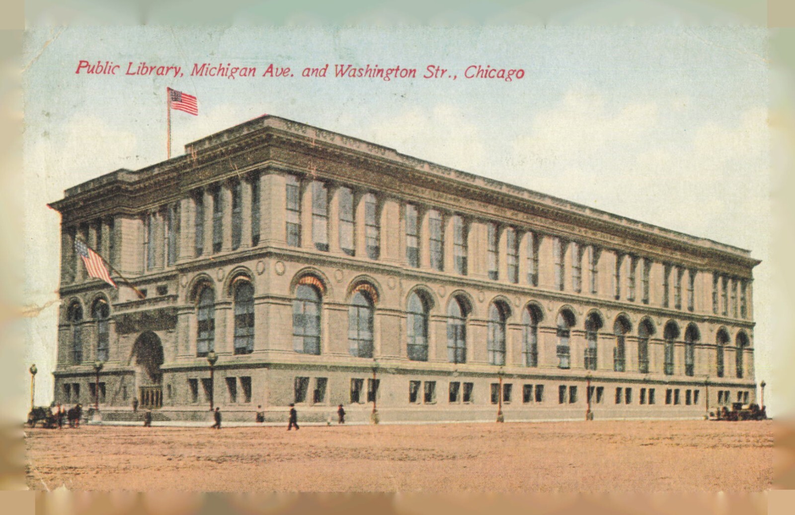 Public Library, Michigan Ave. and Washington Street Chicago Post Card