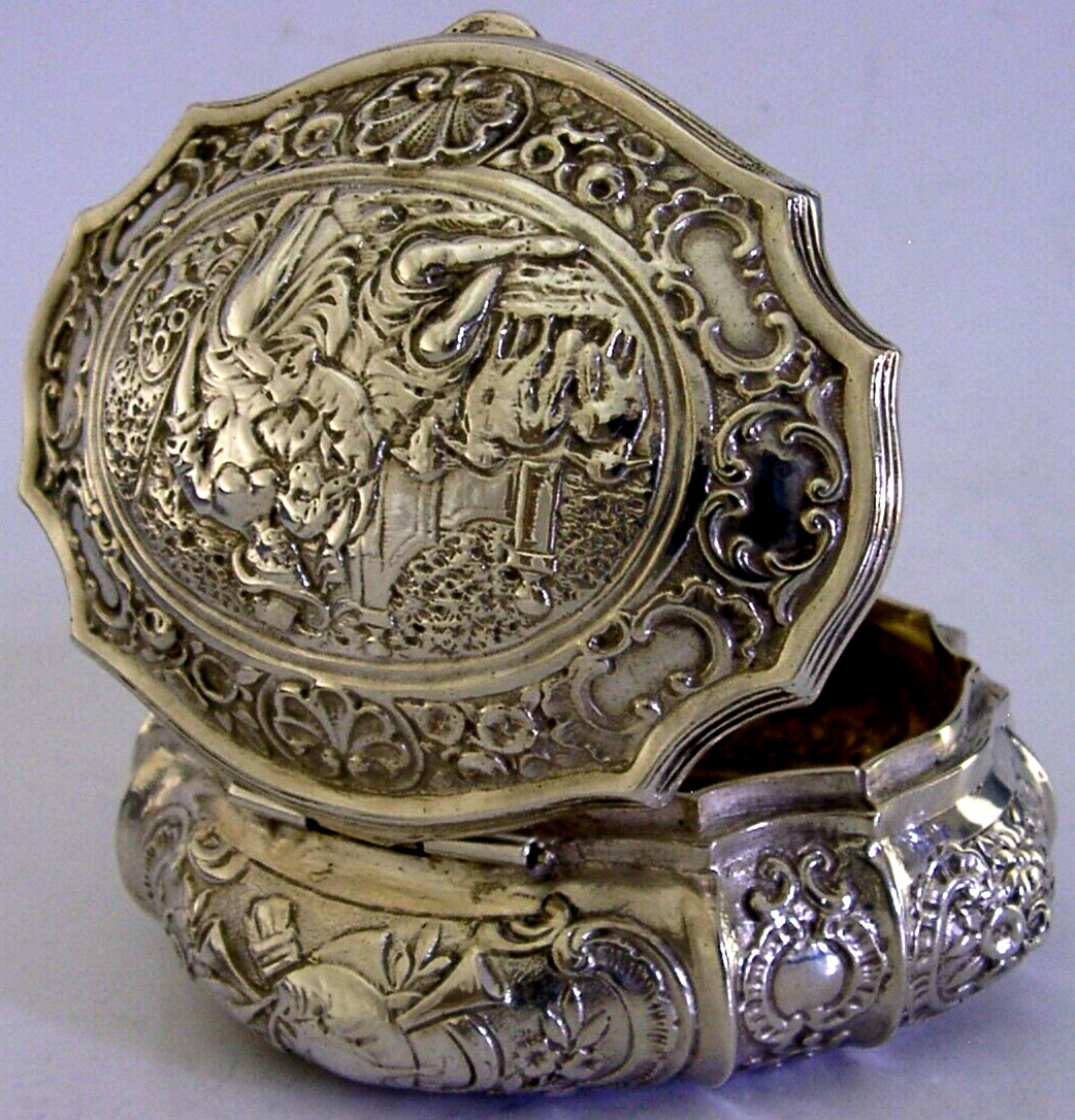 HEAVY 110g SUPERB GERMAN SOLID SILVER TABLE TRINKET BOX c1900 ANTIQUE