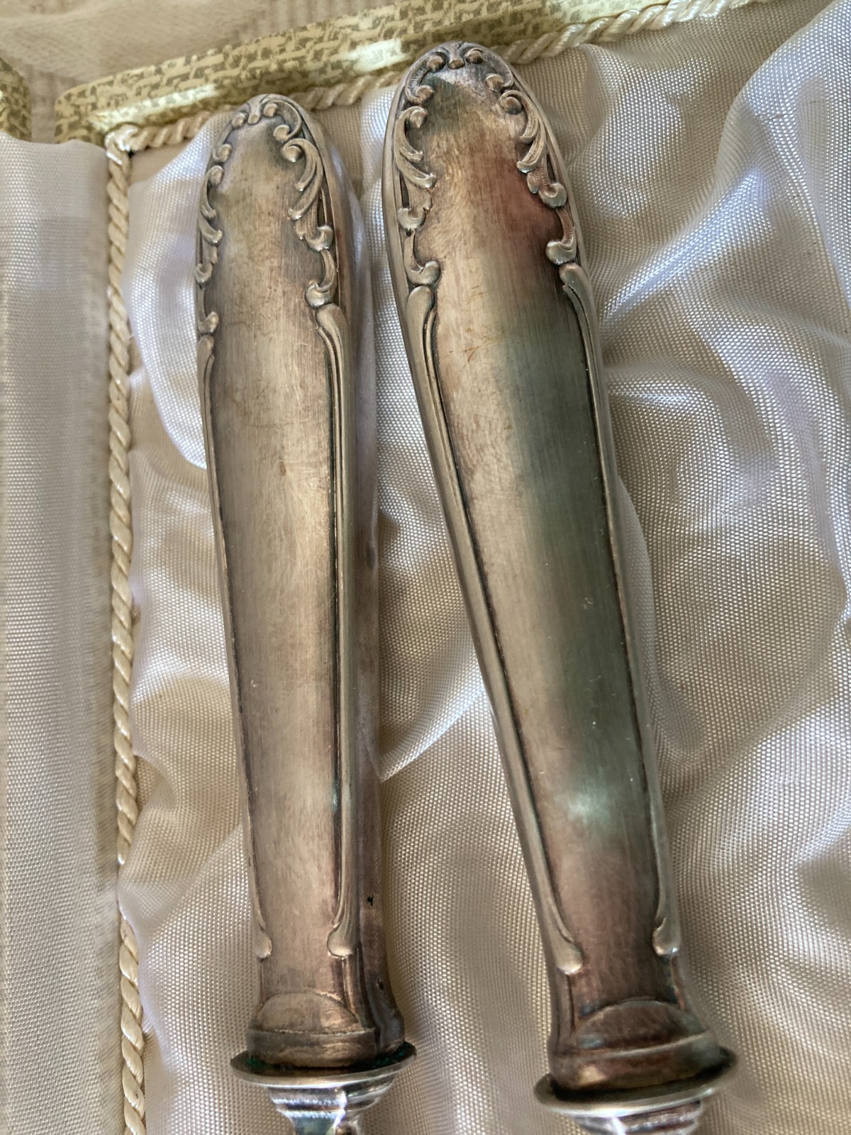 Vintage Silverplate R. PAU France Salad Server Set Fork Spoon LG BOXED CASED SET