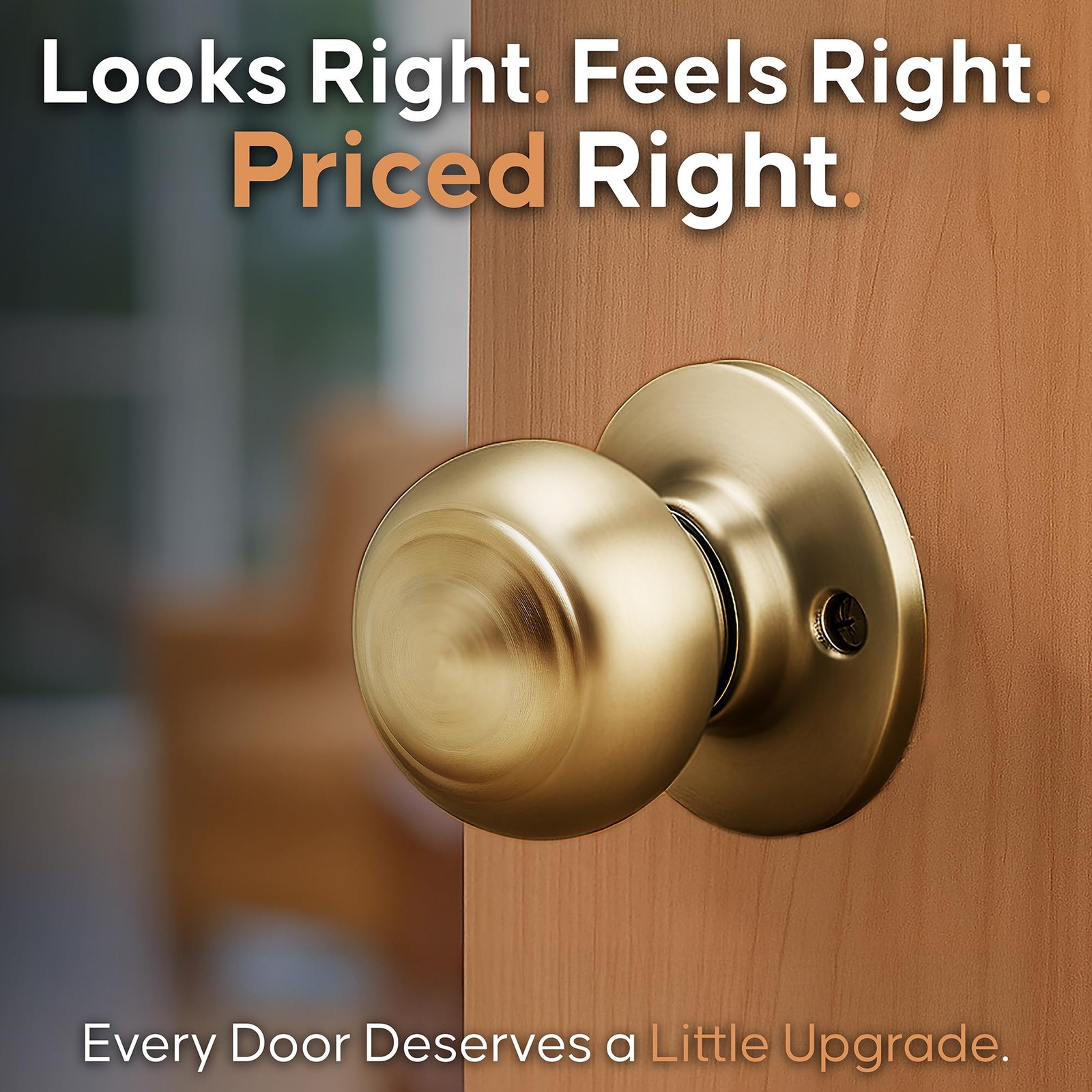 Copper Creek Colonial Passage Interior Door Knob – 1 Pack, Polished Brass