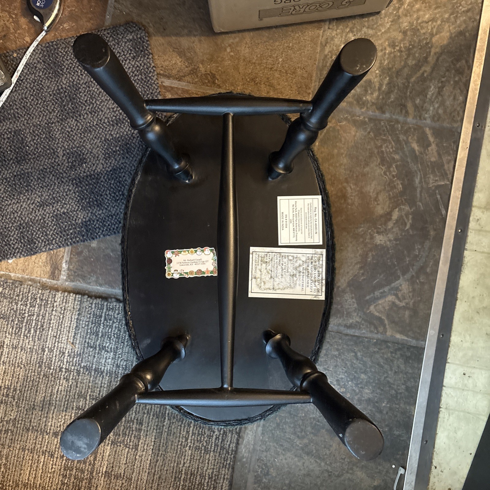 Hand hooked Bass Four Leg Stool