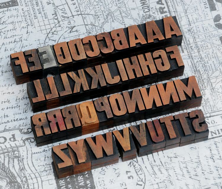 A-Z alphabet letterpress wooden printing blocks wood type Vintage printer typo!!