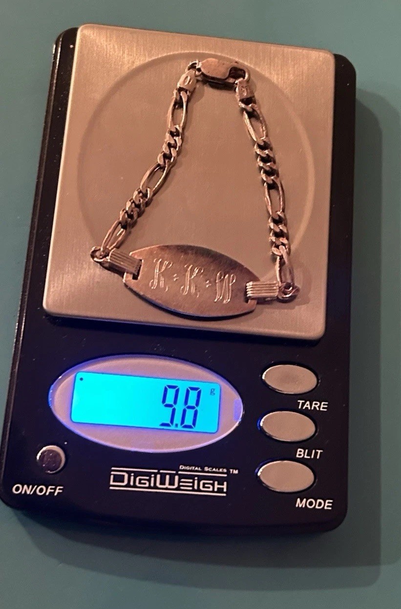 ID Bracelet Sterling Silver KKW Initials DNT Italy 925 Link Chain Nice
