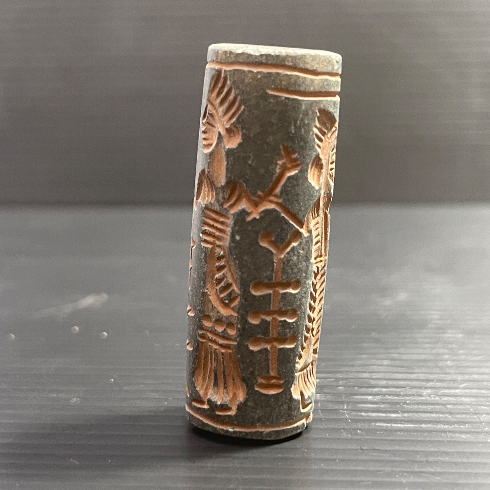Ancient Near East Old Jasper stone Antique Cylinder Bead Seal Amulet Circa 250BC