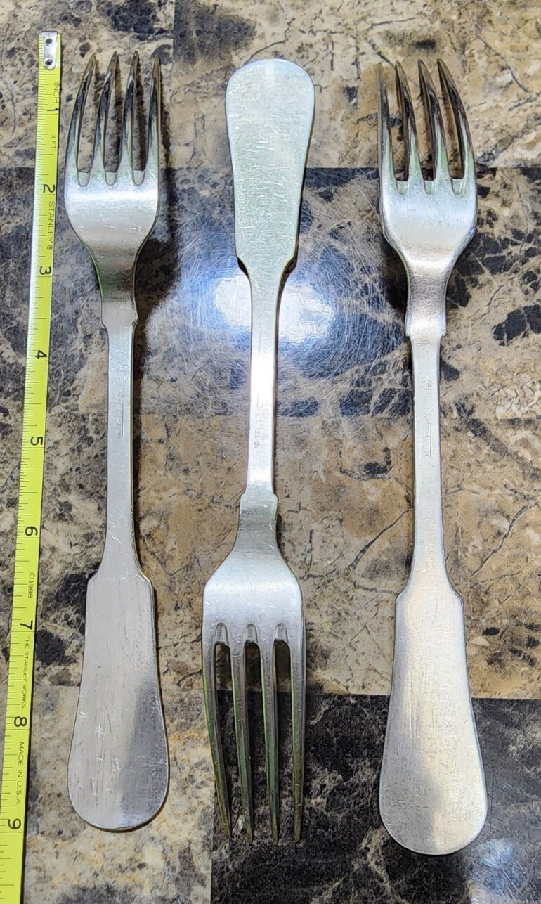 LOT OF 3 ANTIQUE GALW NORBLIN iSA POLISH SILVERPLATED FORKS w/TSAR EAGLE MARK