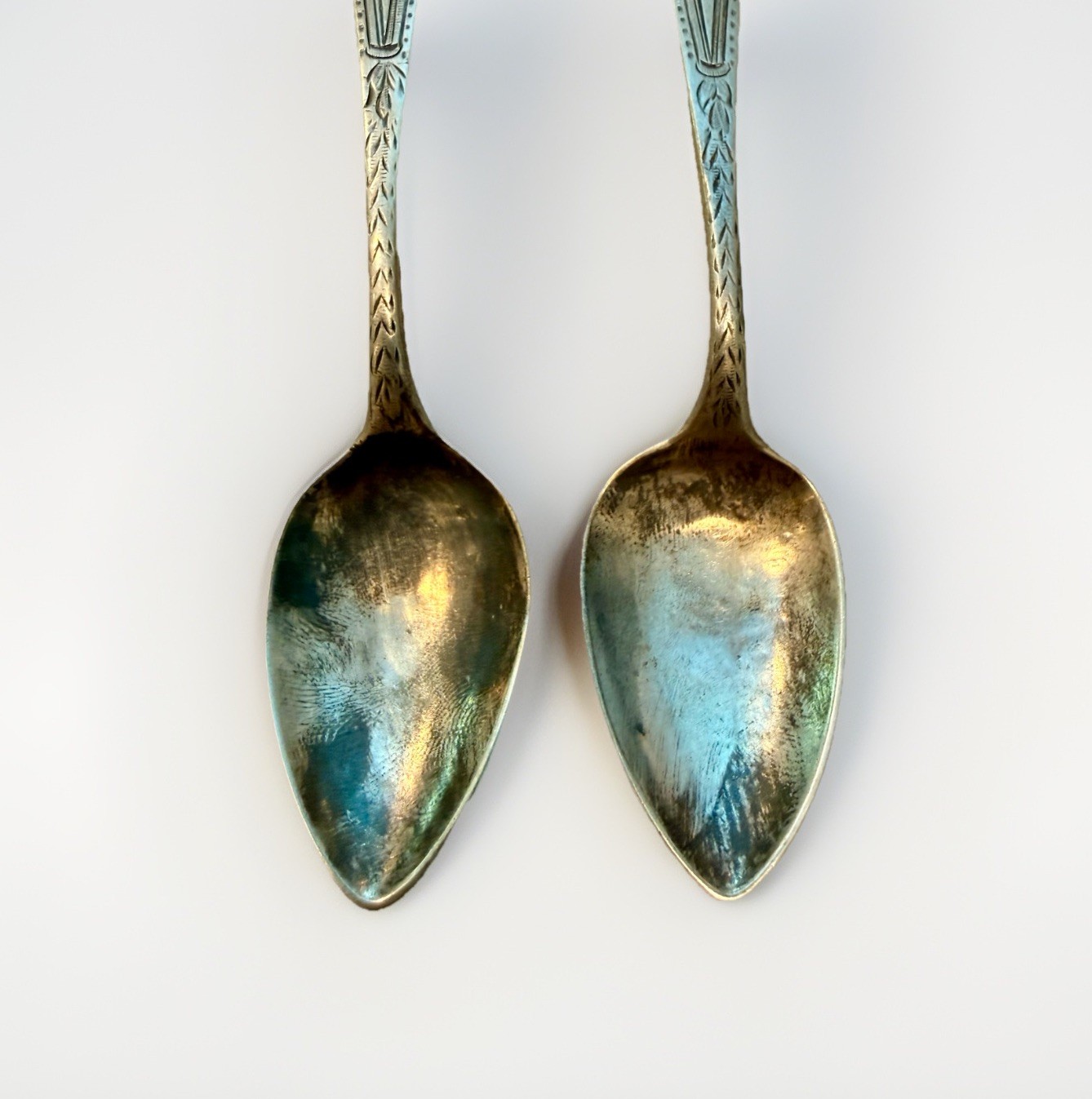Early American Coin Silver Lot (2) 6”Teaspoons James Watts, Philadelphia
