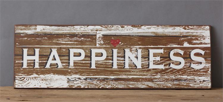 Happiness wood Signwith distressed finish