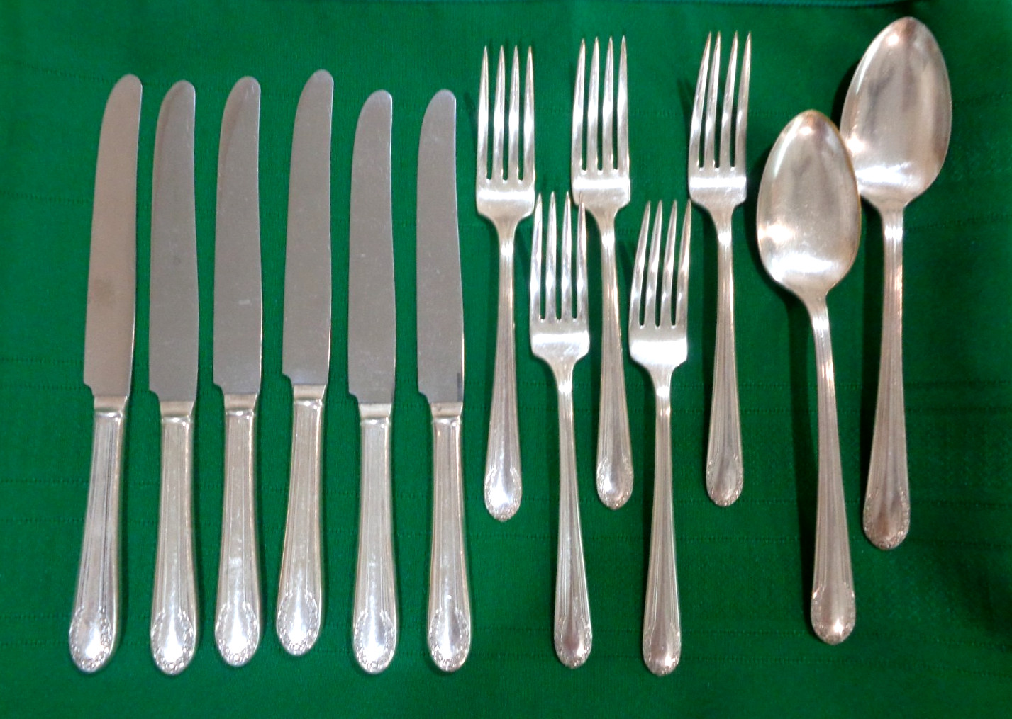 Wm Rogers California Blossom Silver Plate Silverware 13 lot forks knives spoons