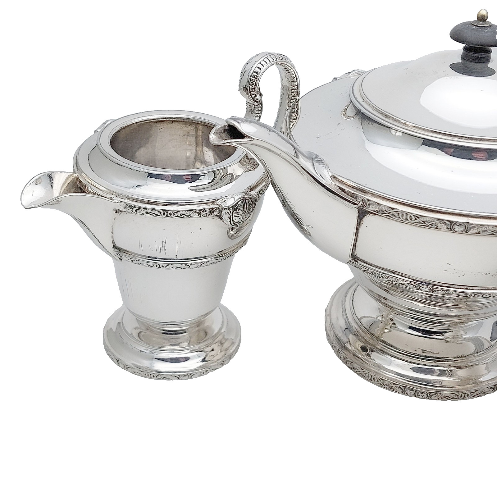 Celtic Lindisfarne Pattern Silver Plated 3 Piece Tea Service Set Atkin Bros