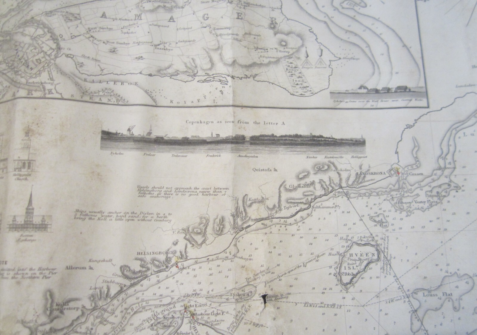 1860 Blueback Chart — COPENHAGEN, MALMO, Oresund — JAMES IMRAY, Gustaf Klint