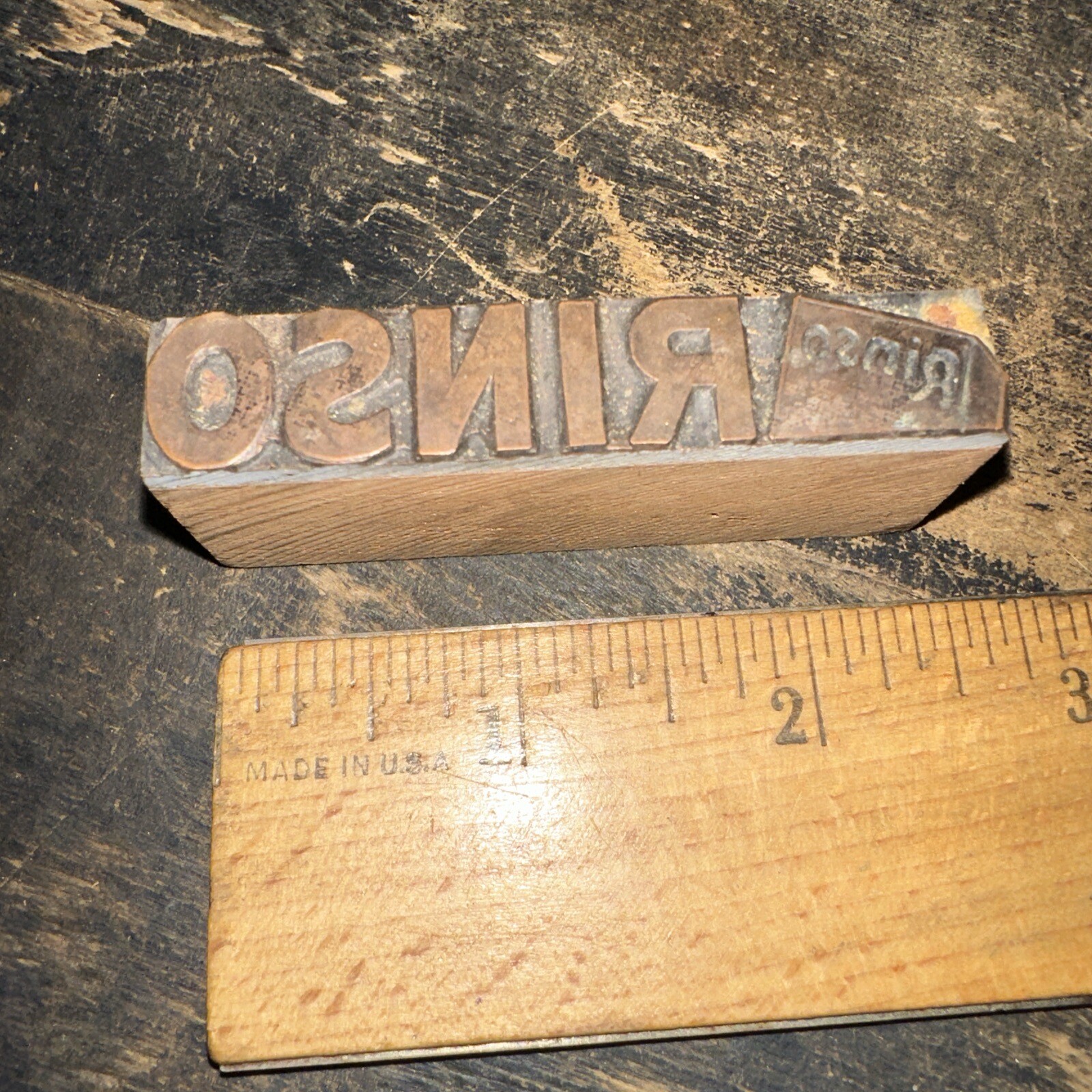 Vintage (Printing Block) “ Rinso Detergent “ Copper Face Early Block! Ad