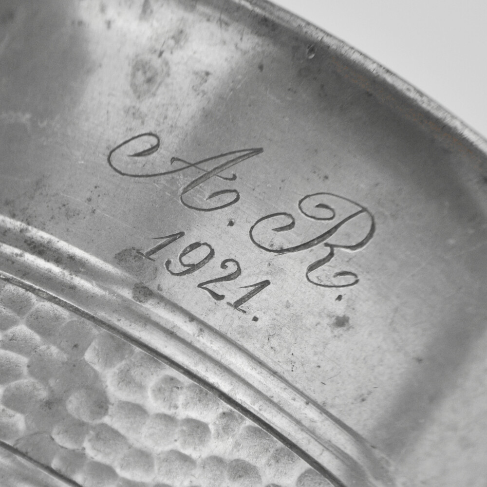 Pewter Cup – Old Cup – Engraving 1921 – Monogram A.R. – Vintage Pewter