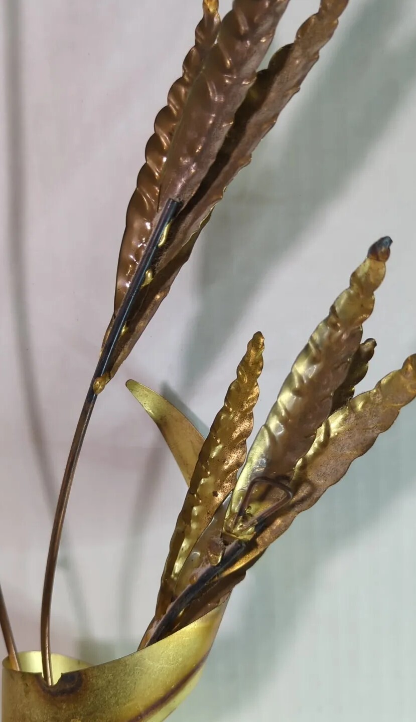 Vtg Home Interiors Gold copper Brass Whear Stem Wall Hanging Decor 32″