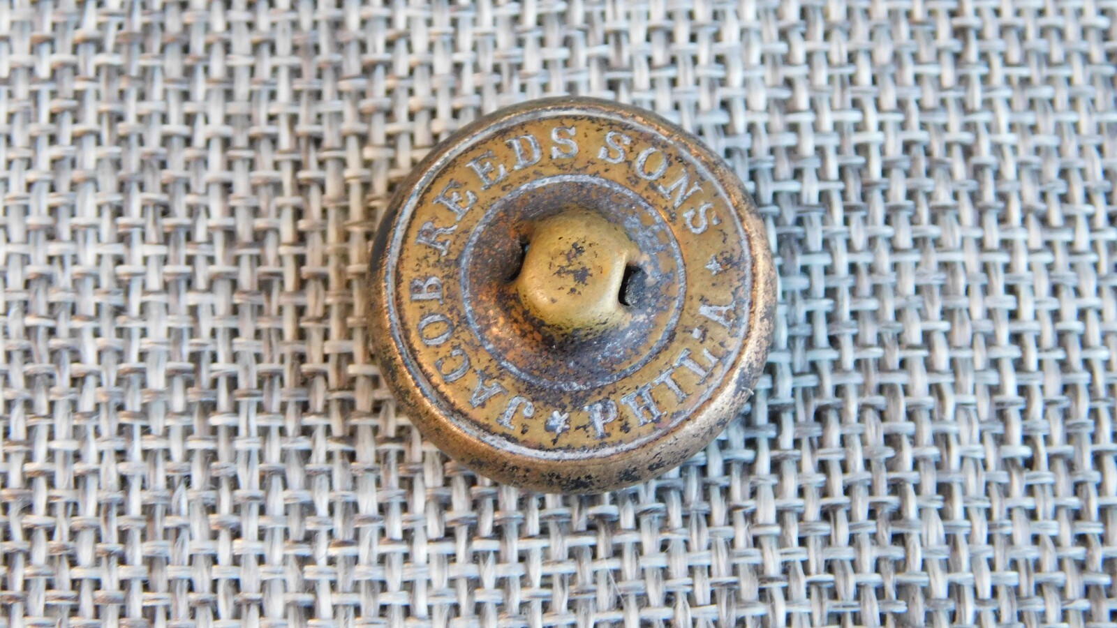 Antique Vtg Picture Button Eagle Anchor Back Marked Aprx: 7/8″ #132-F