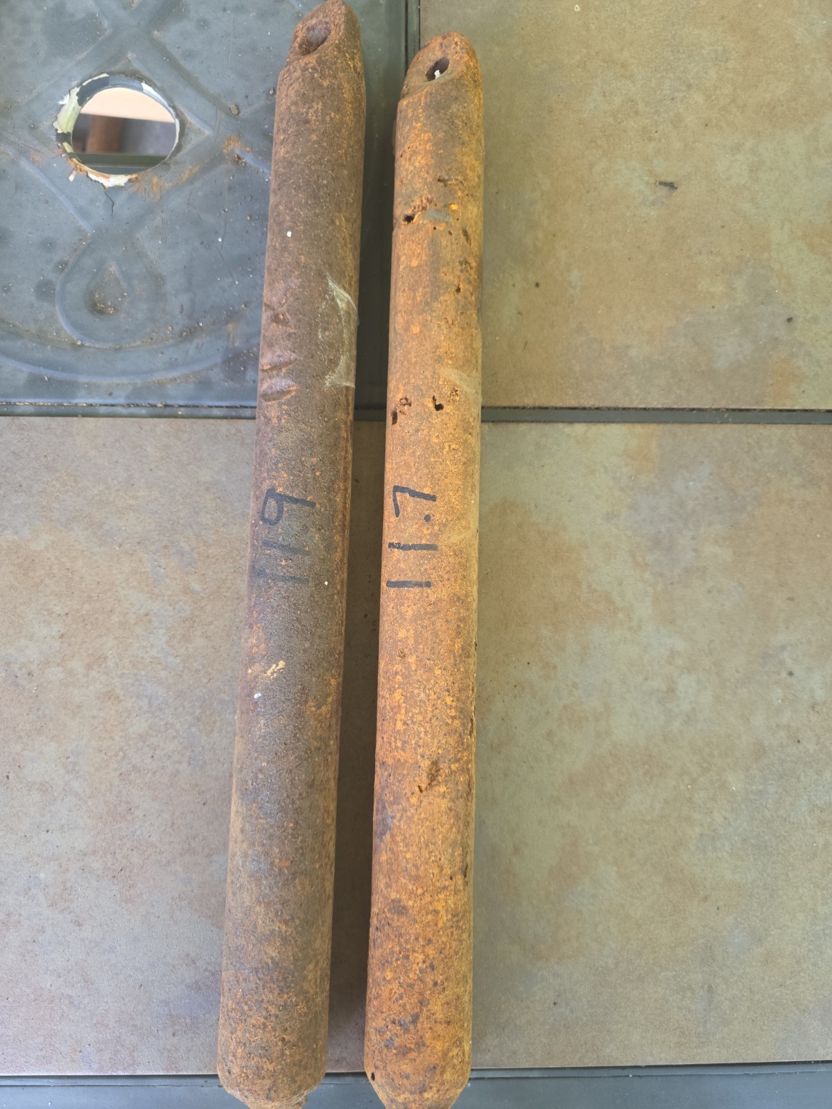 Set Of 2 Antique 11 Lb 9 Oz Window Sash Weight Cast Iron Counter Weight