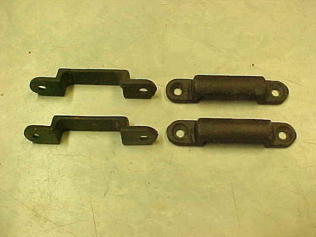4 SMALL SOLID BRASS CABINET LATCH CATCH KEEPER ONLY PART ANTIQUE vtg