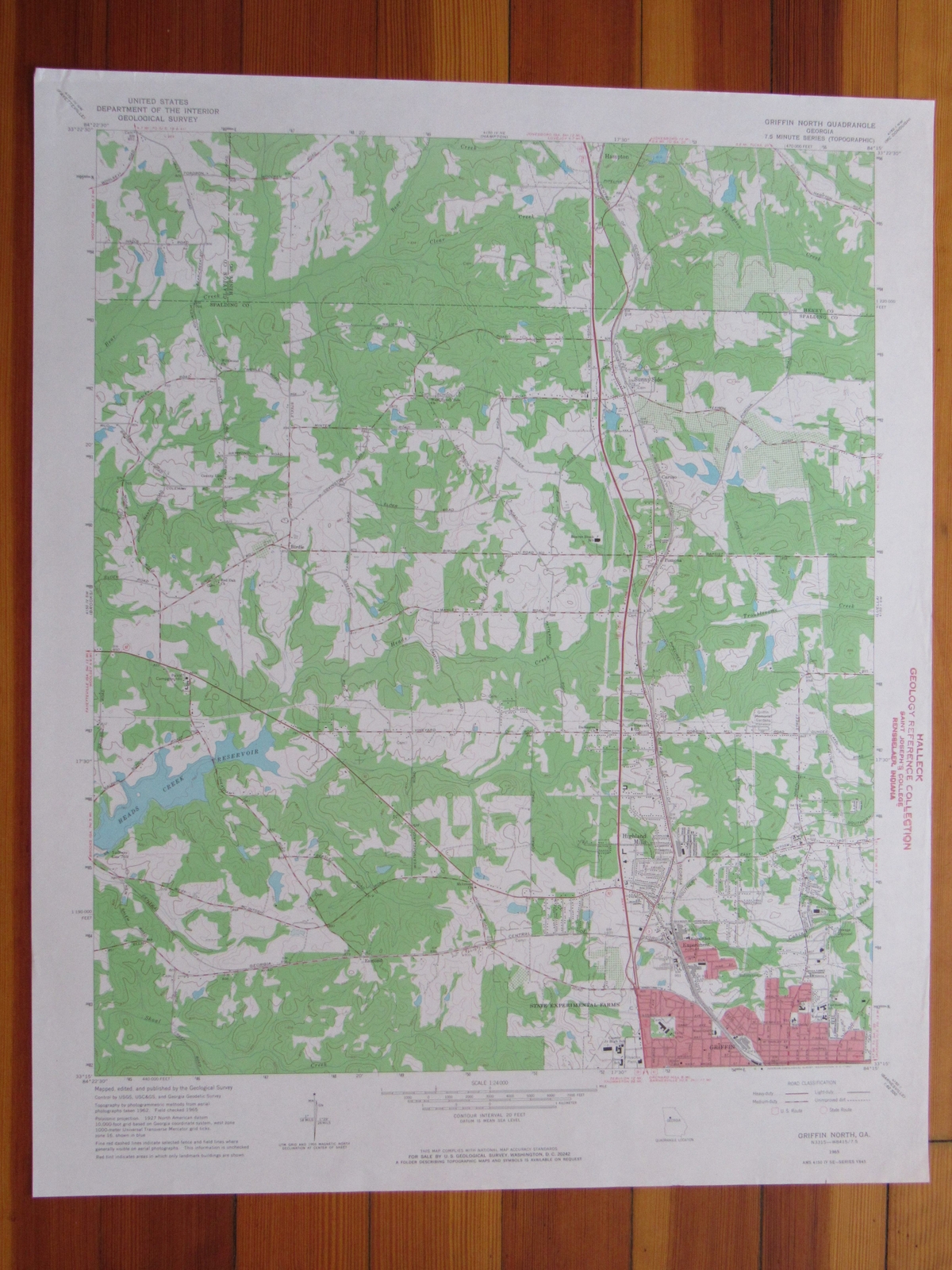 Griffin North Georgia 1967 Original Vintage USGS Topo Map