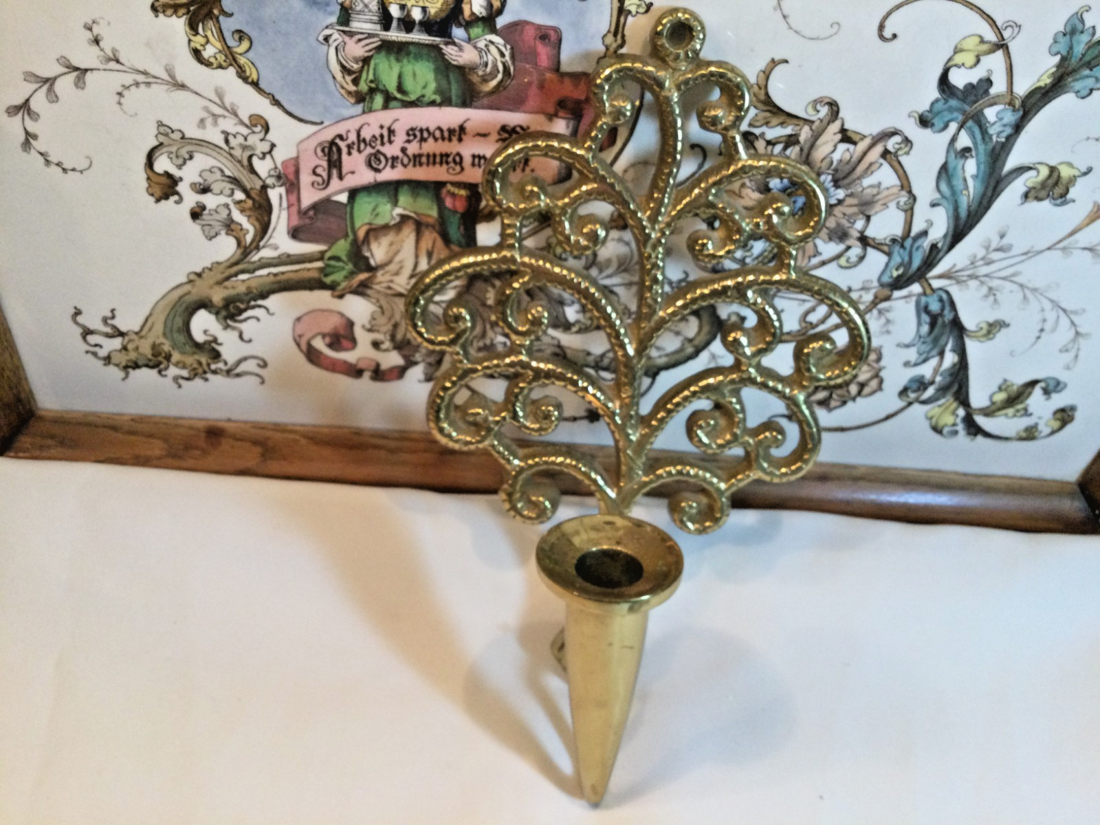 Vtg Virginia Metalcrafters 16-7 Solid Brass FAMILY TREE Wall Sconce – 10″
