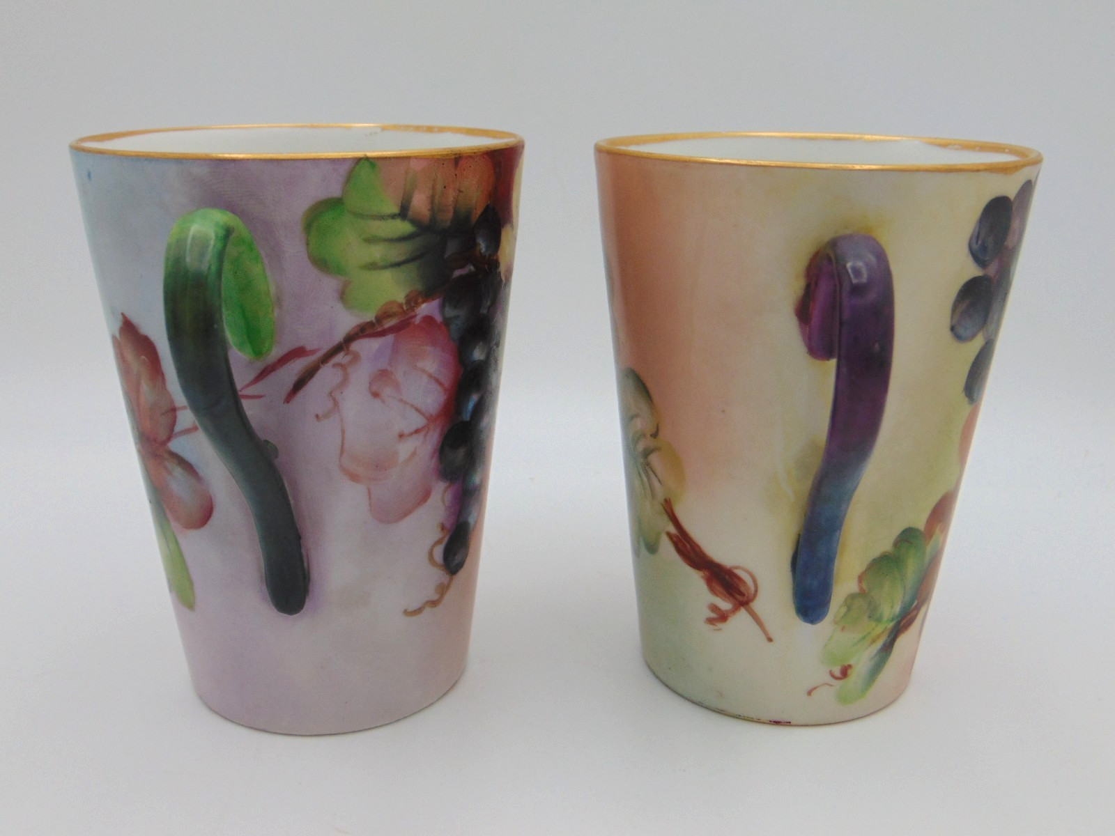 Antique WG Guérin Limoges Hand Painted Grape Cluster Cider Pitcher Cup / Mug Set