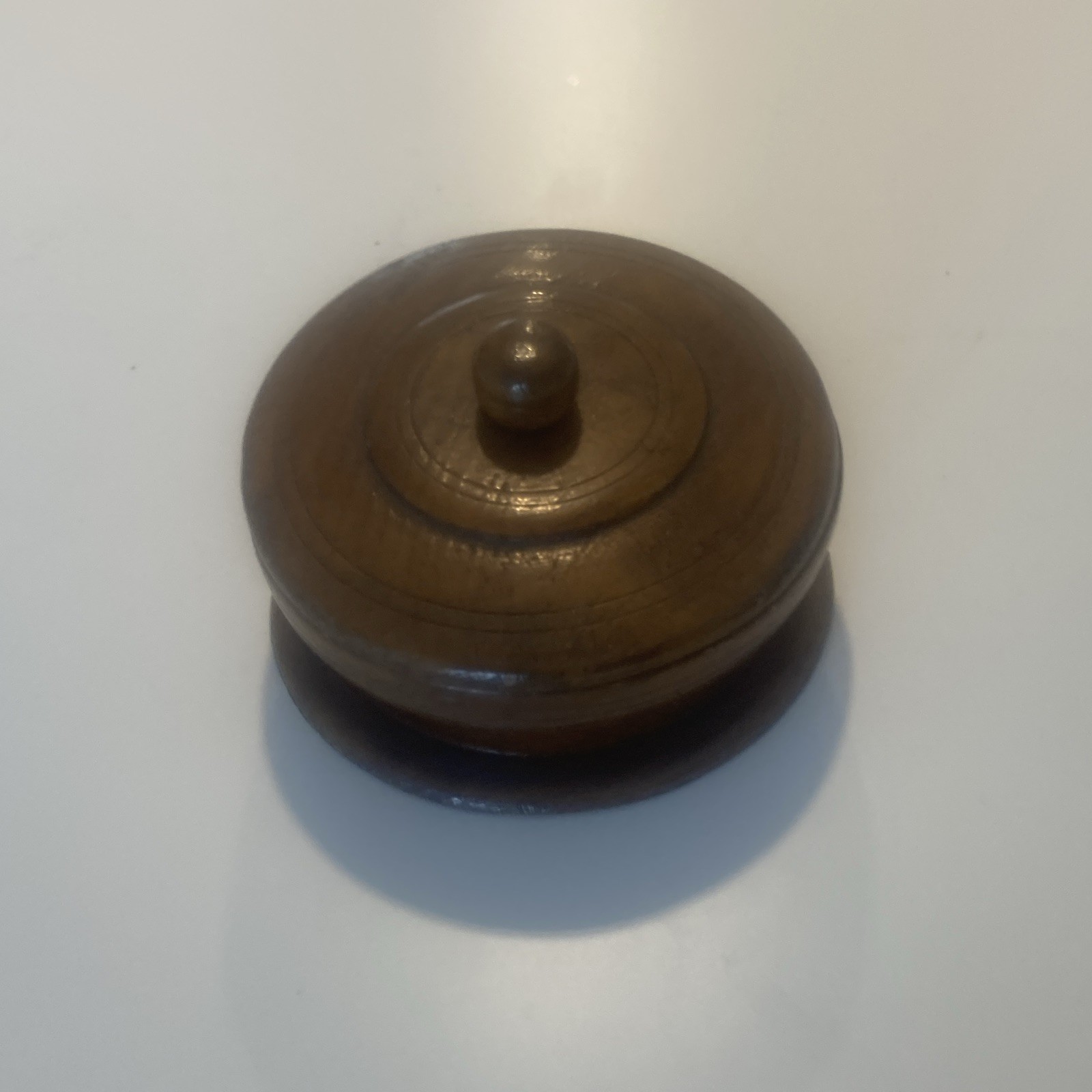 Treen Turned Dark Brown Wooden Trinket Box with Lid – Wooden Box