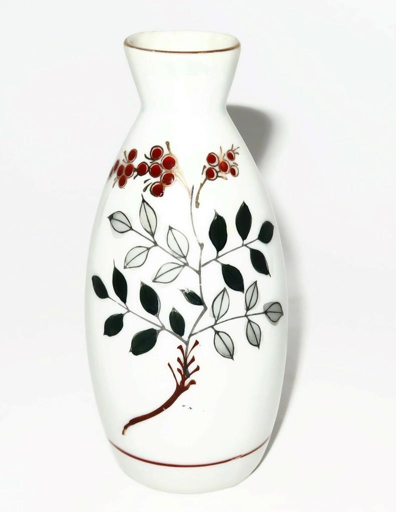 Vintage Japanese Floral Signed Tokkuri Sake Bottle, 5″ (X)