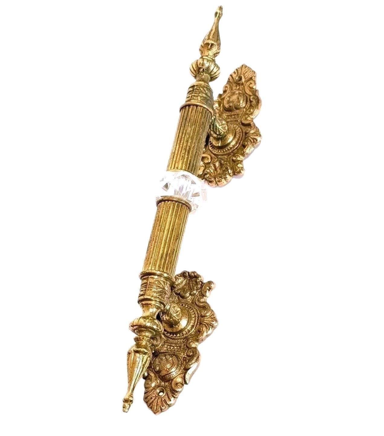 Vintage MCM Hollywood Regency Heavy Ornate Large 14″ Brass Door Handle Pull