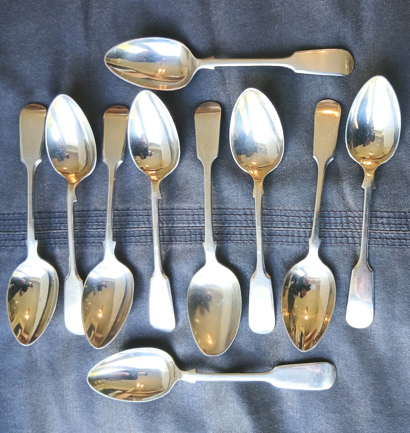 10 EPNS Tea Spoons Fiddle back J.Preston Bolton Good quality