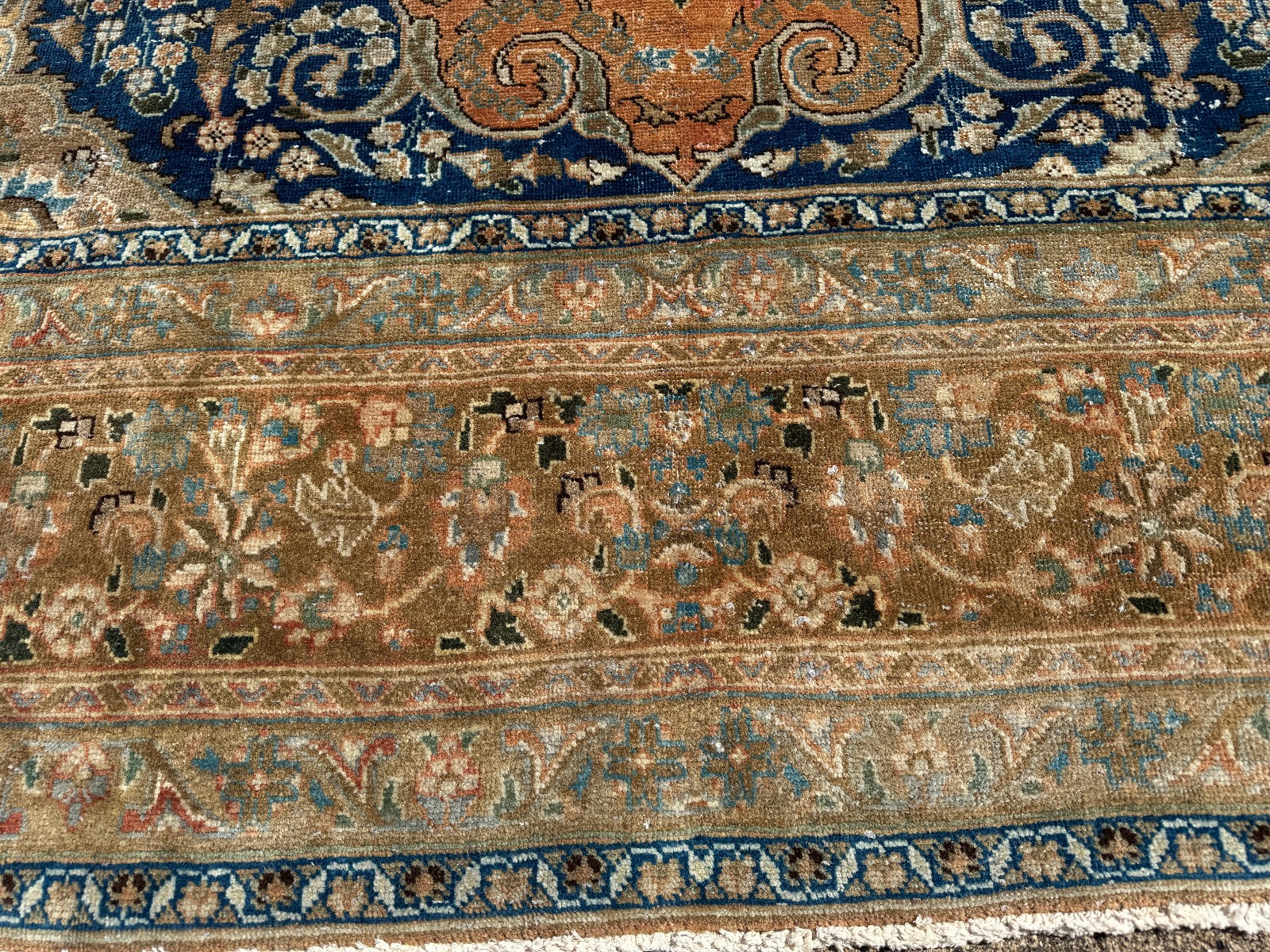 VINTAGE ORIENTAL RUG 10×13 handmade old ANTIQUE rust blue orange handwoven 9×12