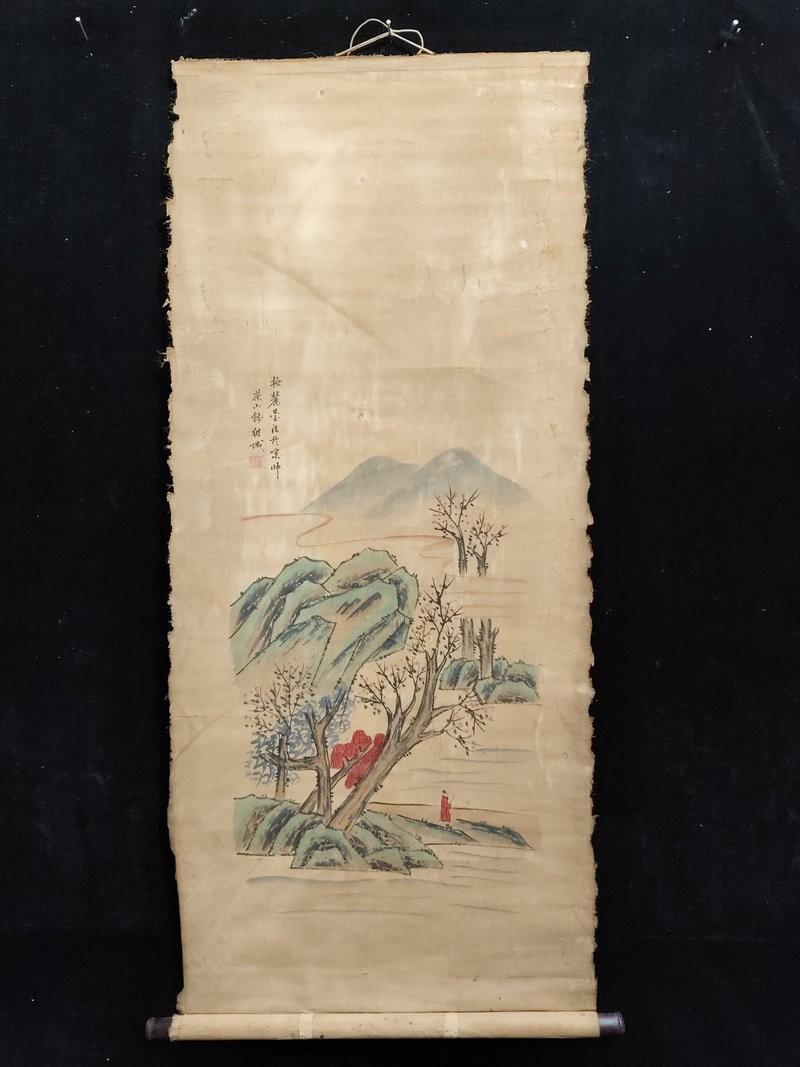 60in Collectible Chinese Old Hand Painting Scroll Landscape By Wei Cheng 维城 山水画