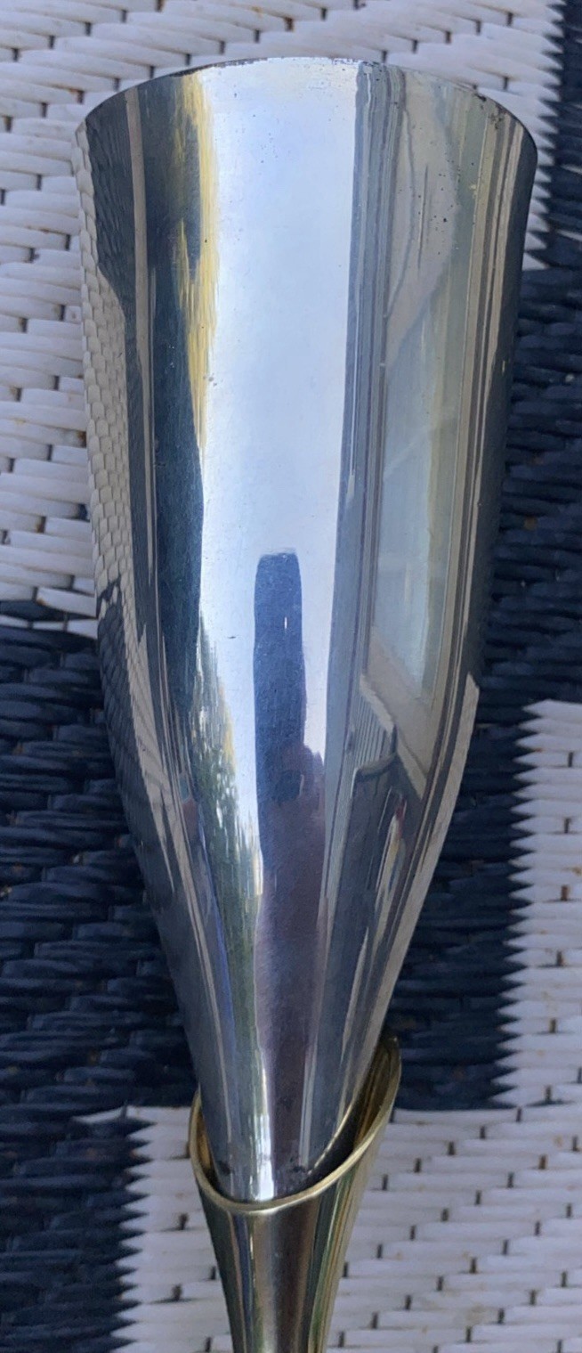 MCM Silver plate & Brass Champagne Flute Glass 9.5x 2.5” Made in India Vintage