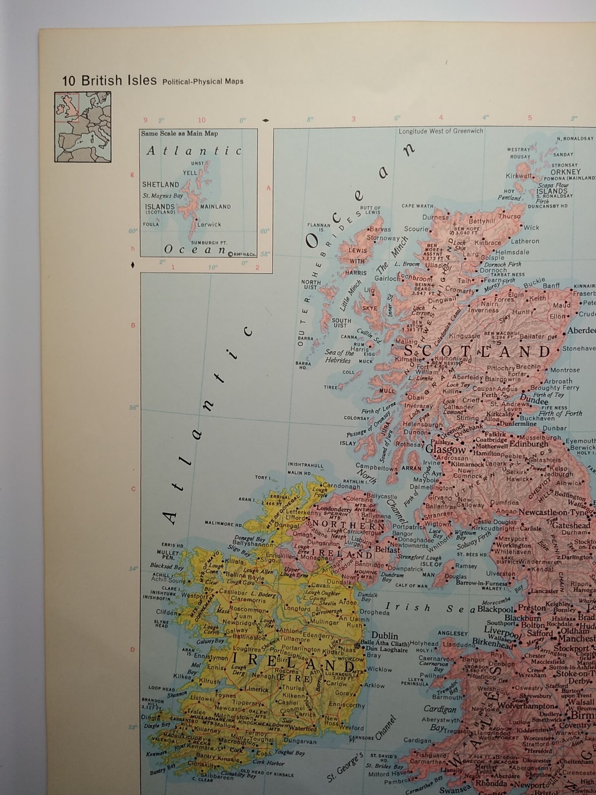 Vintage UNITED KINGDOM Atlas Map Print 1964 Encyclopedia Britannica World Atlas