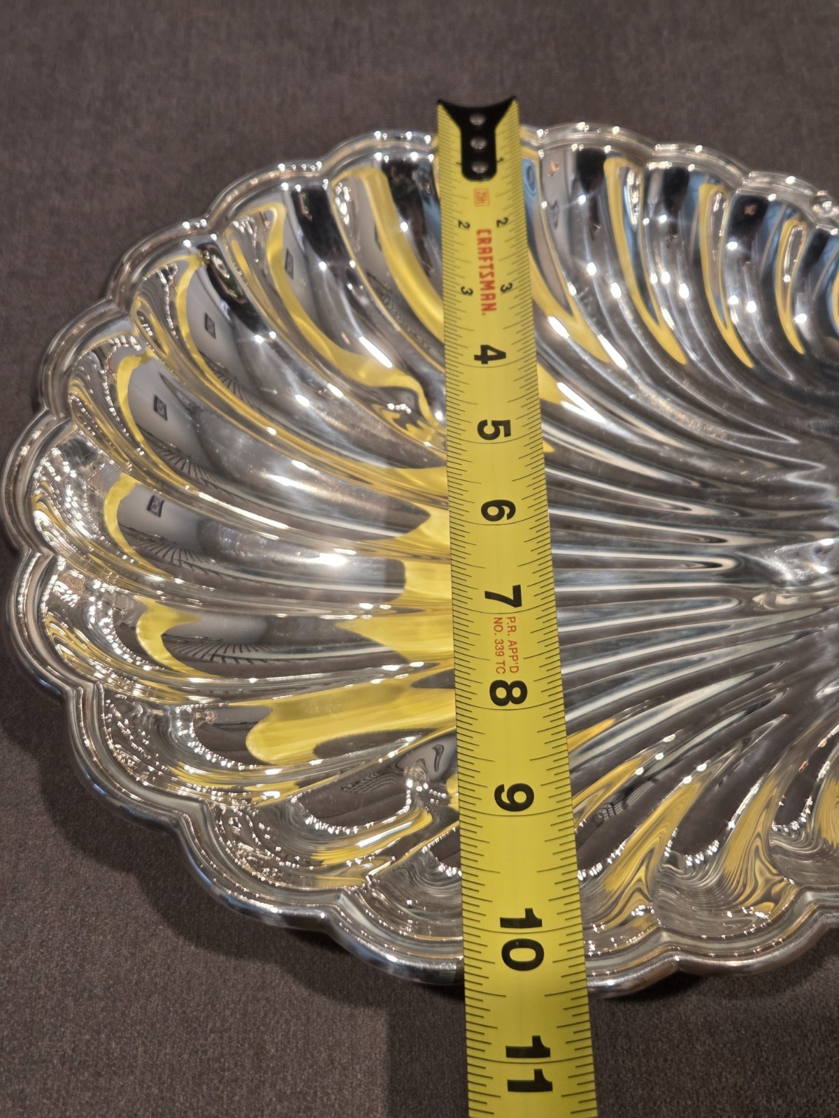 Vintage Sheridan Silver Plated Shell Footed Serving Tray/Bowl Elegant 12.75″