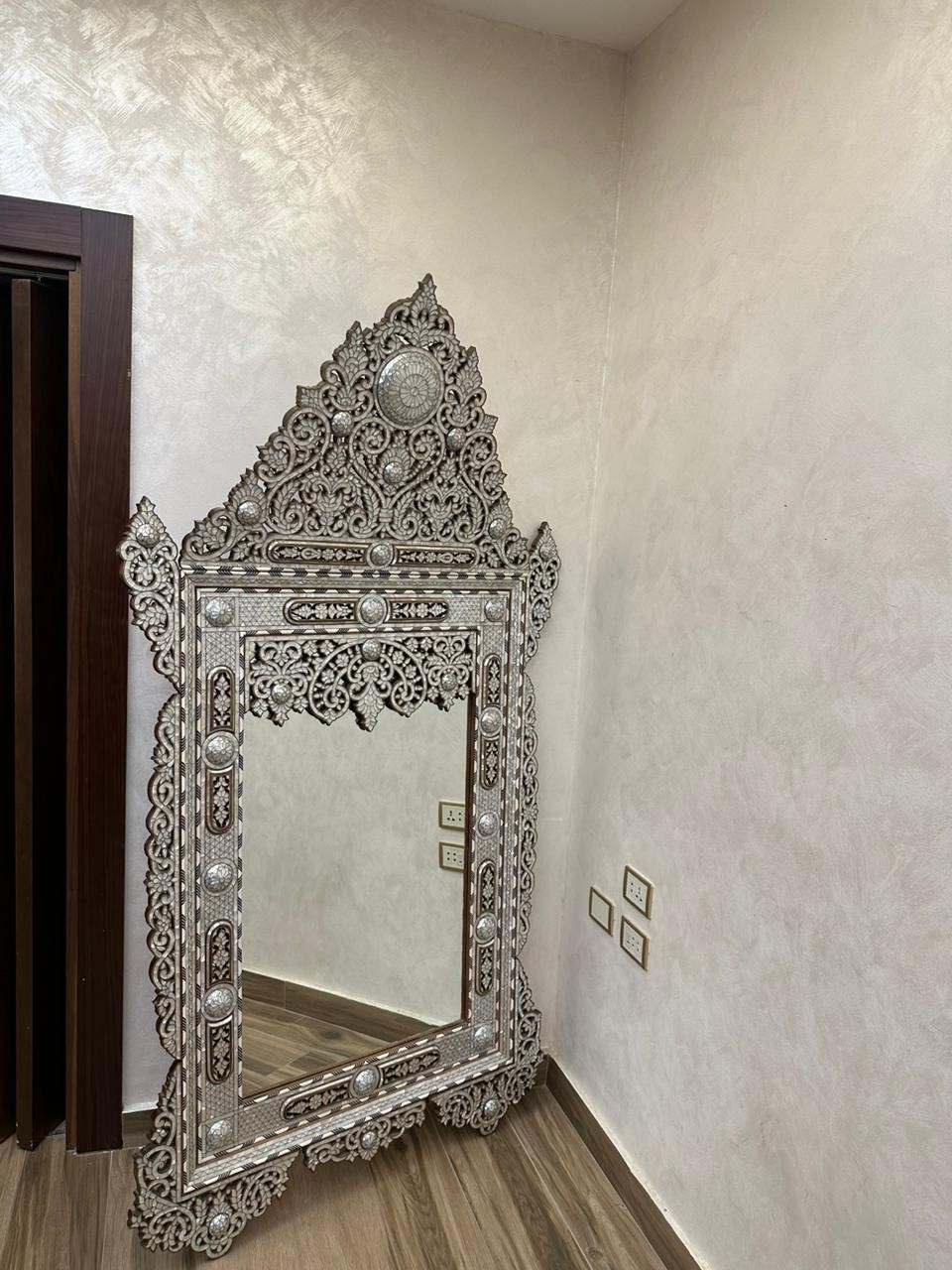 RARE Vintage 83” Syrian Mother of Pearl Inlay Mirror – Handcrafted Masterpiece